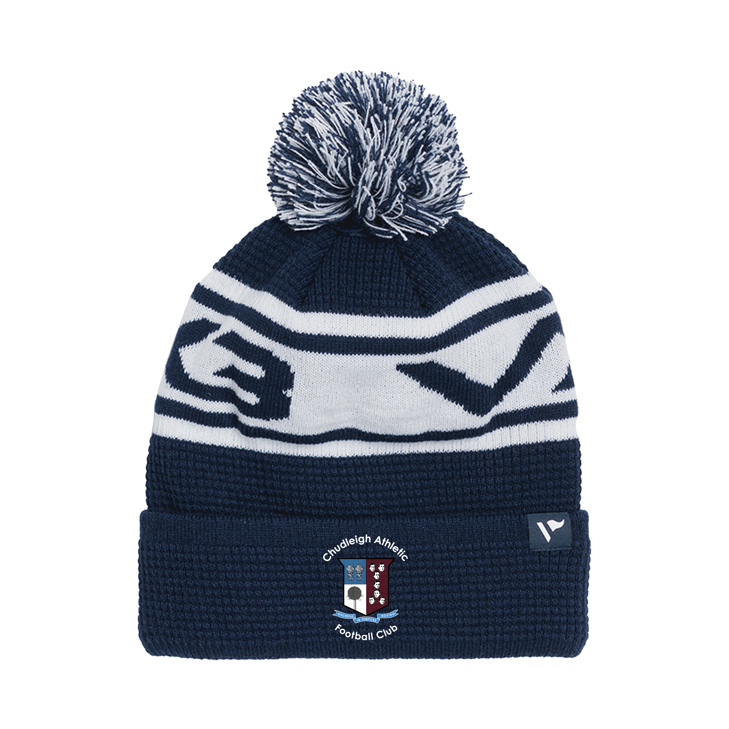 Chudleigh Athletic Football Club Waffle Knit Bobble Hat - Navy/White