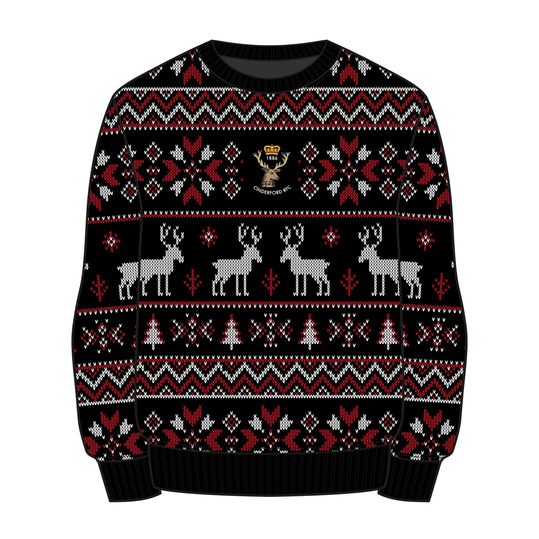 Cinderford RFC Christmas Jumper - Black/Red/White