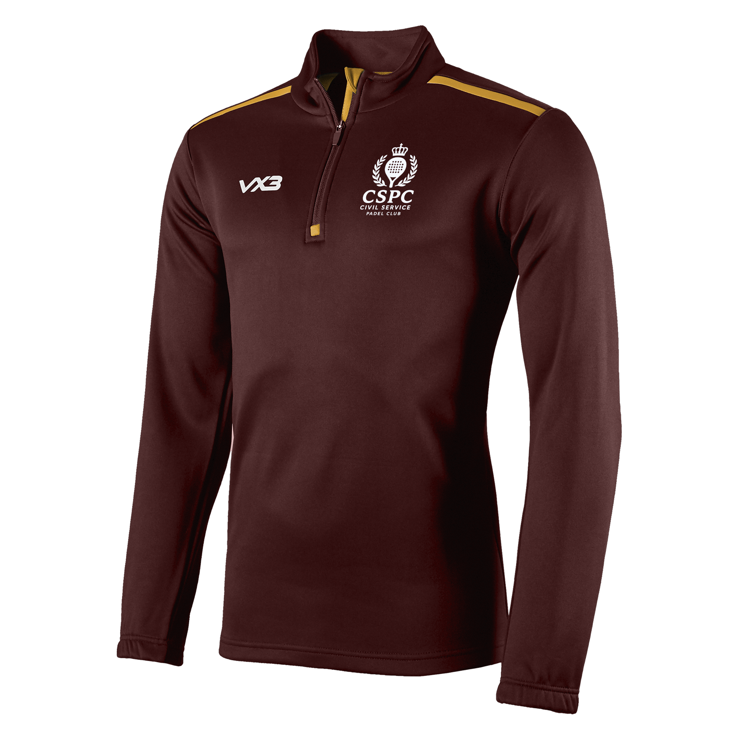 Civil Service Padel Club Fortis Quarter Zip Sweat Maroon/Amber