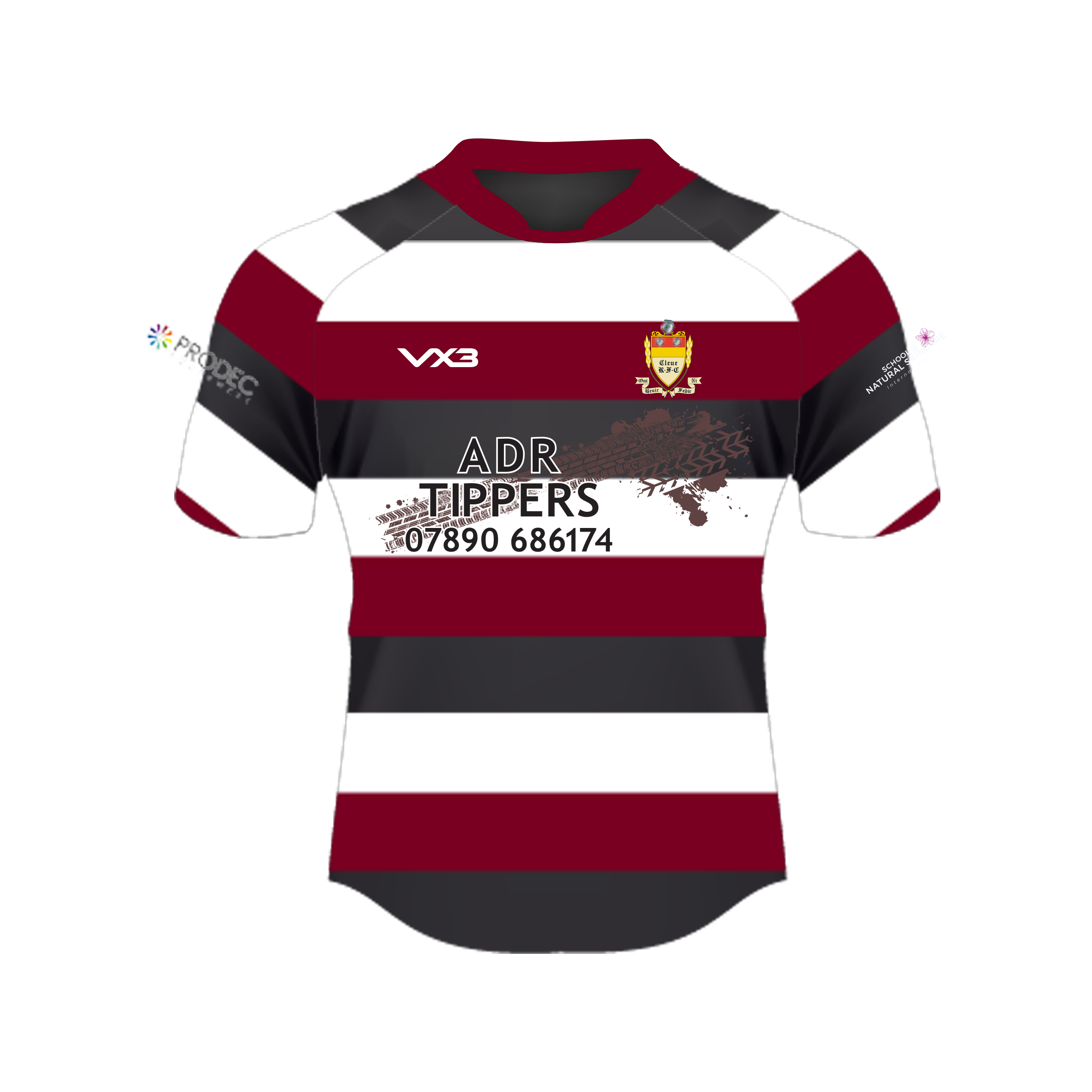 Cleve RFC Rugby Shirt Black/Maroon/White