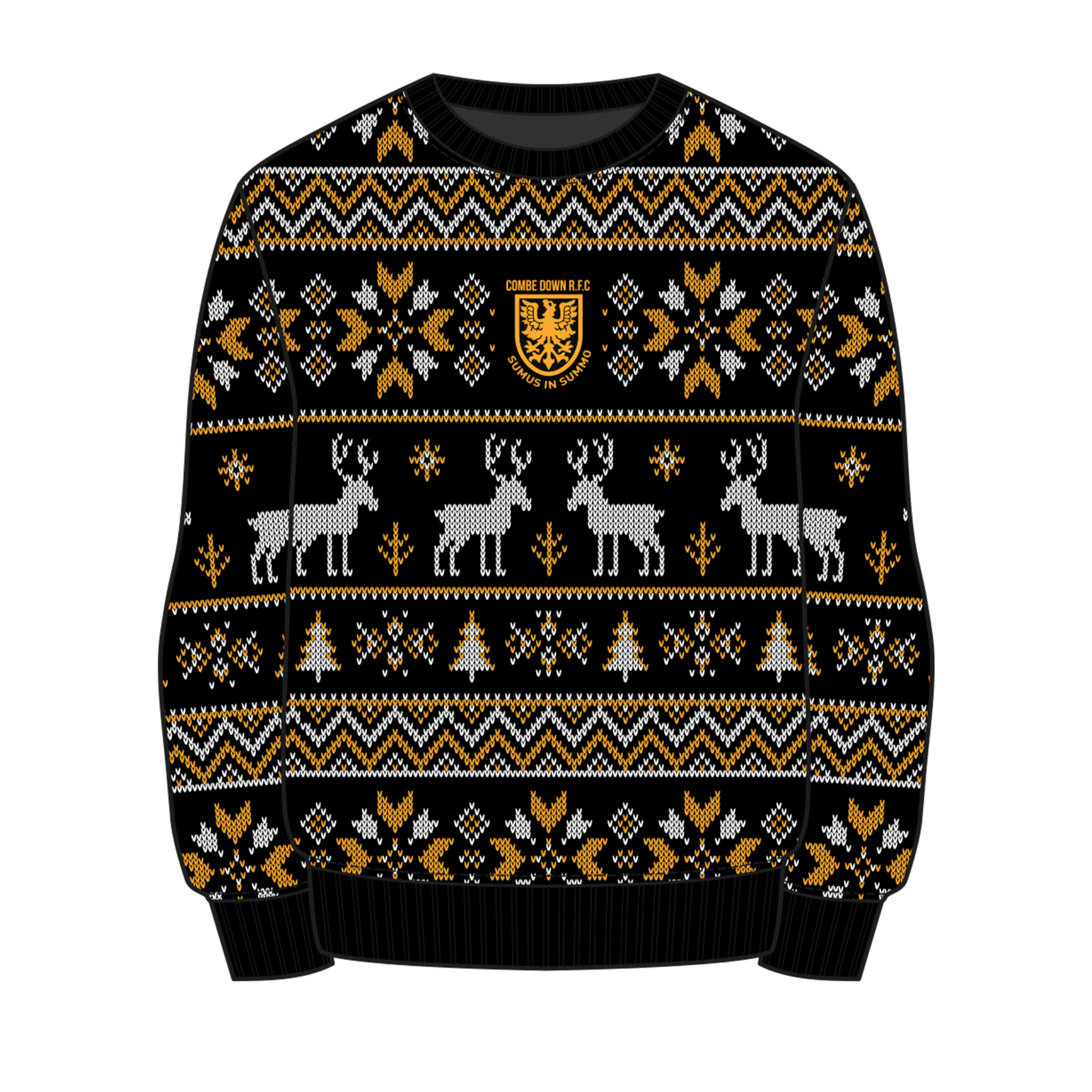 Combe Down RFC Christmas Jumper - Black/Amber/White Youth