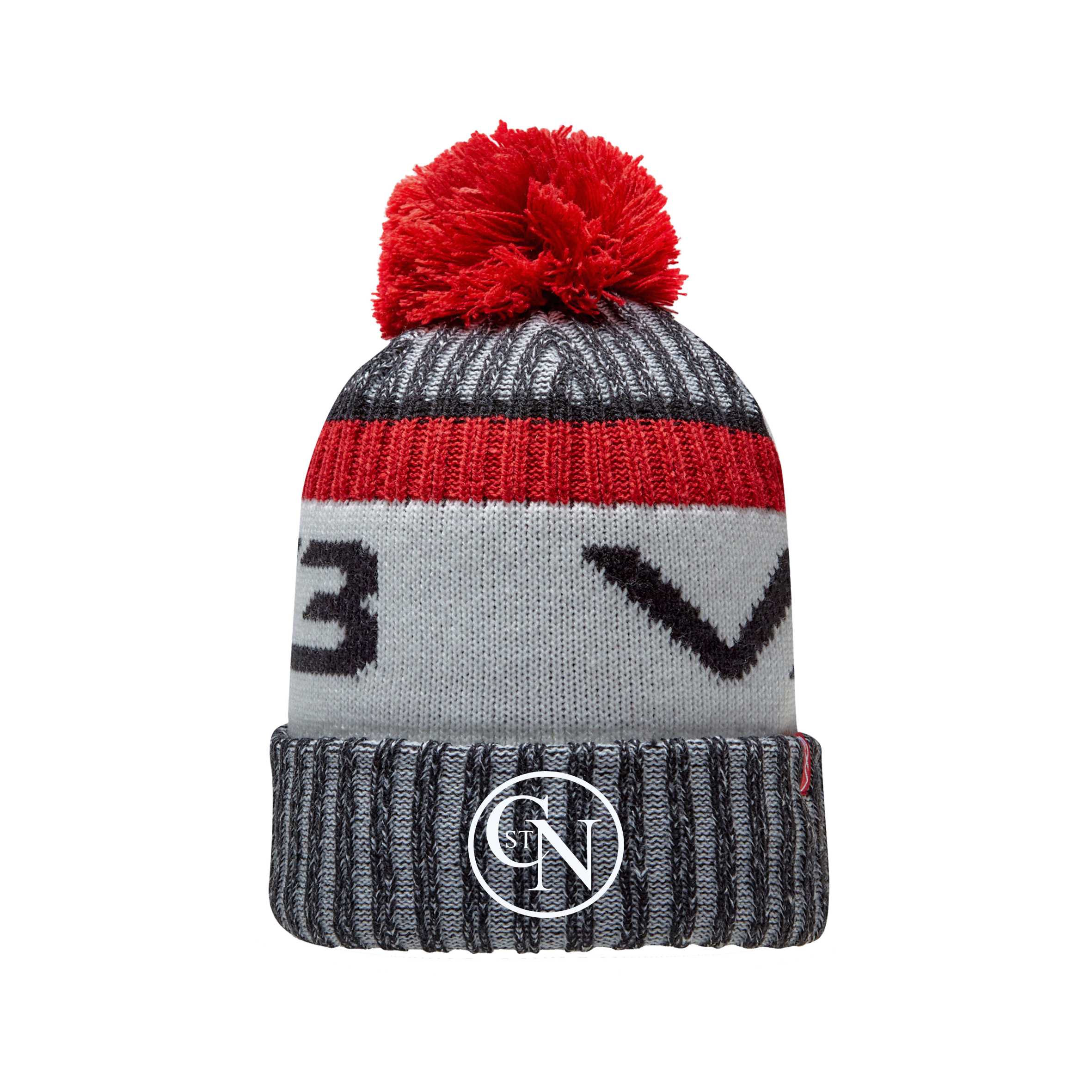 Combe St Nicholas FC Fleece-Lined Bobble Hat Black/Red/Antique