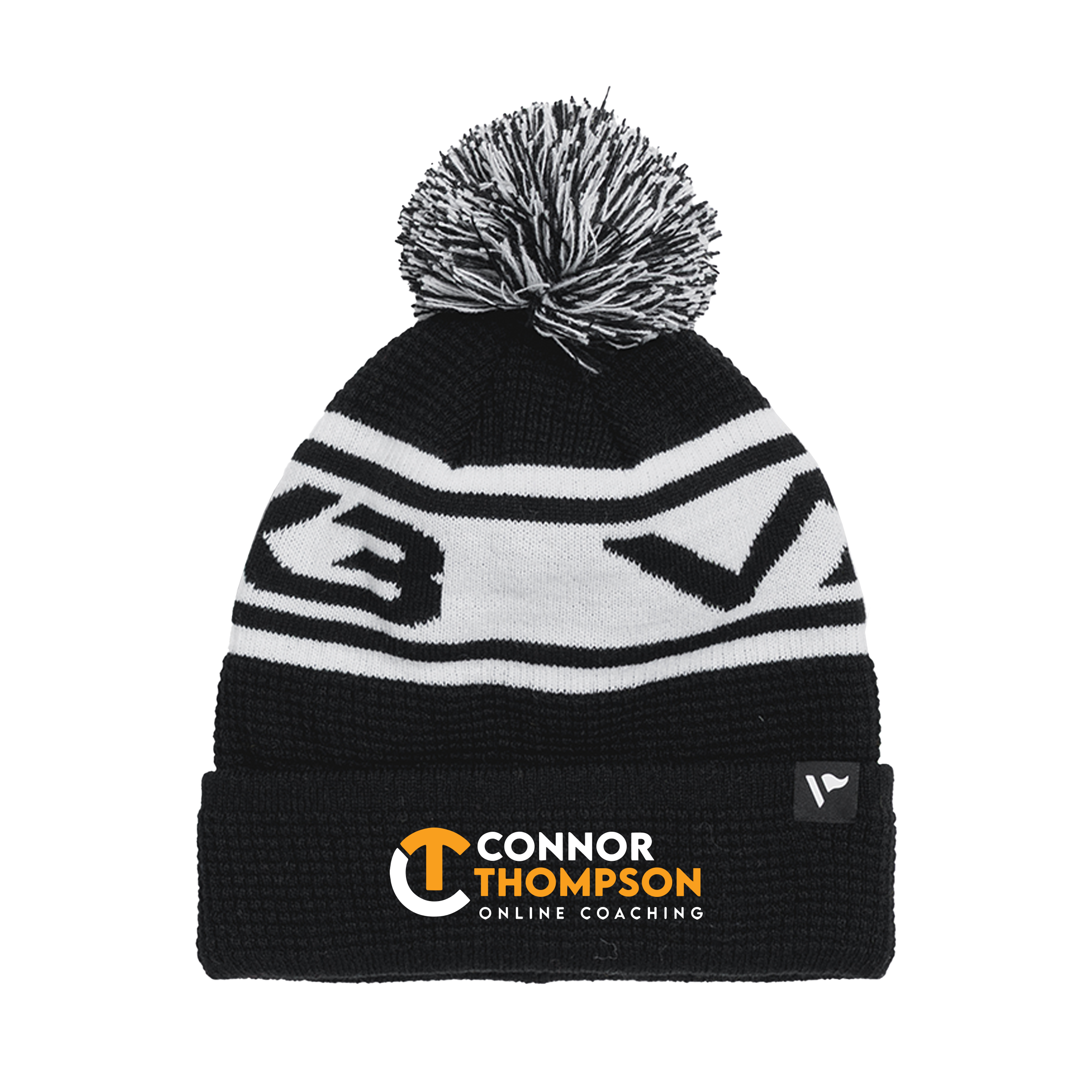 Connor Thompson Academy Waffle Knit Bobble Hat - Black/White