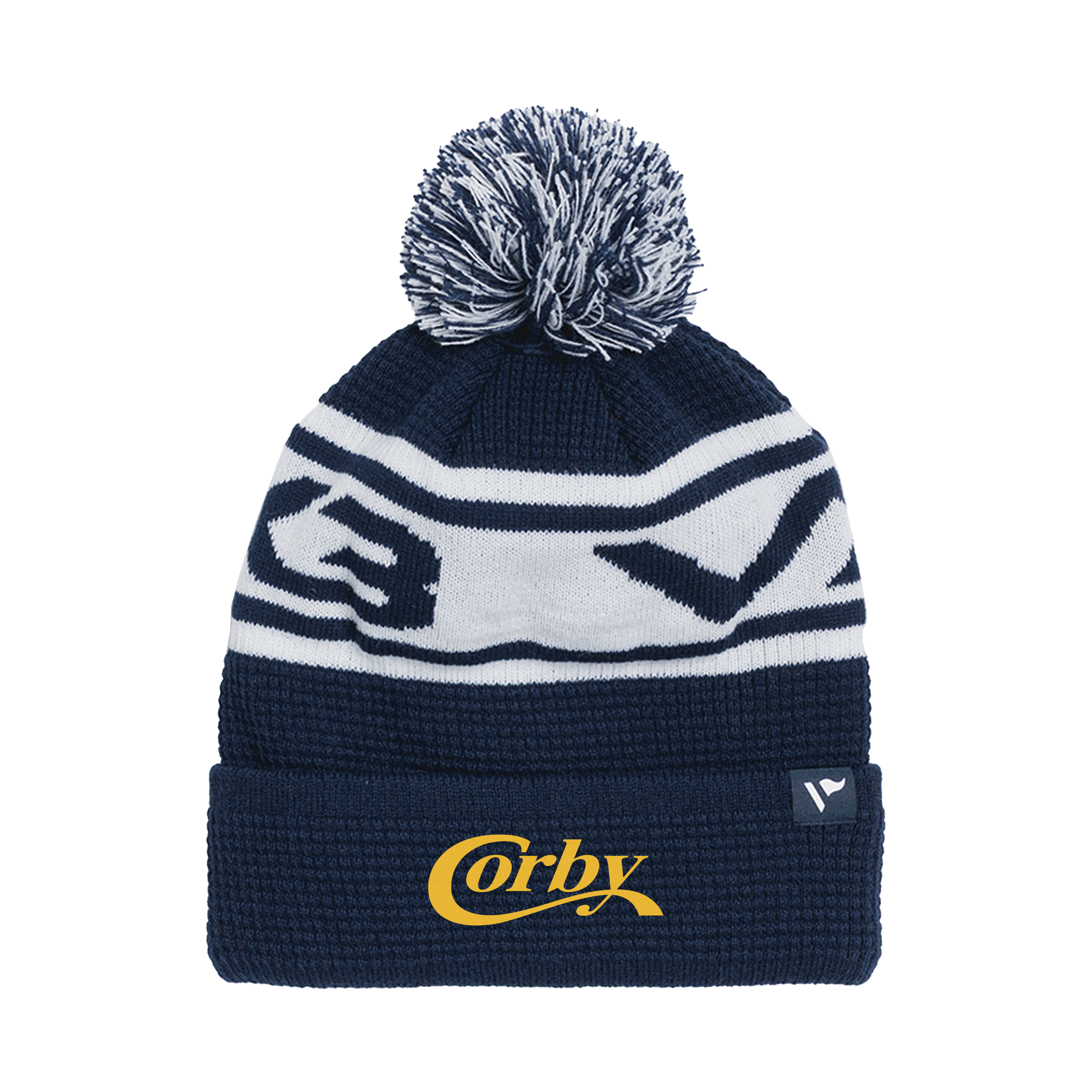 Corby Swimming Club Waffle Knit Bobble Hat - Navy/White