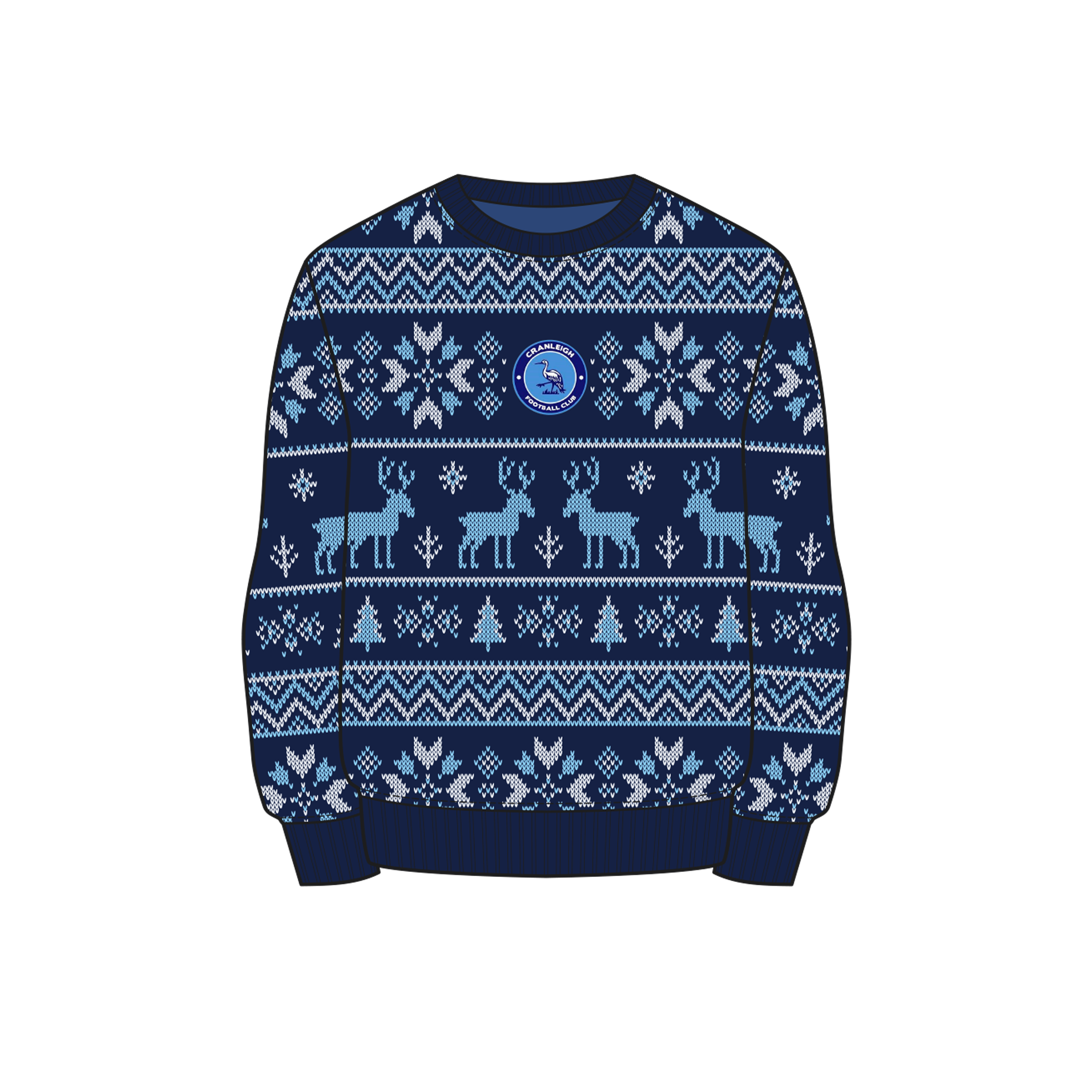 Cranleigh Football Club Christmas Jumper - Navy/Sky/White