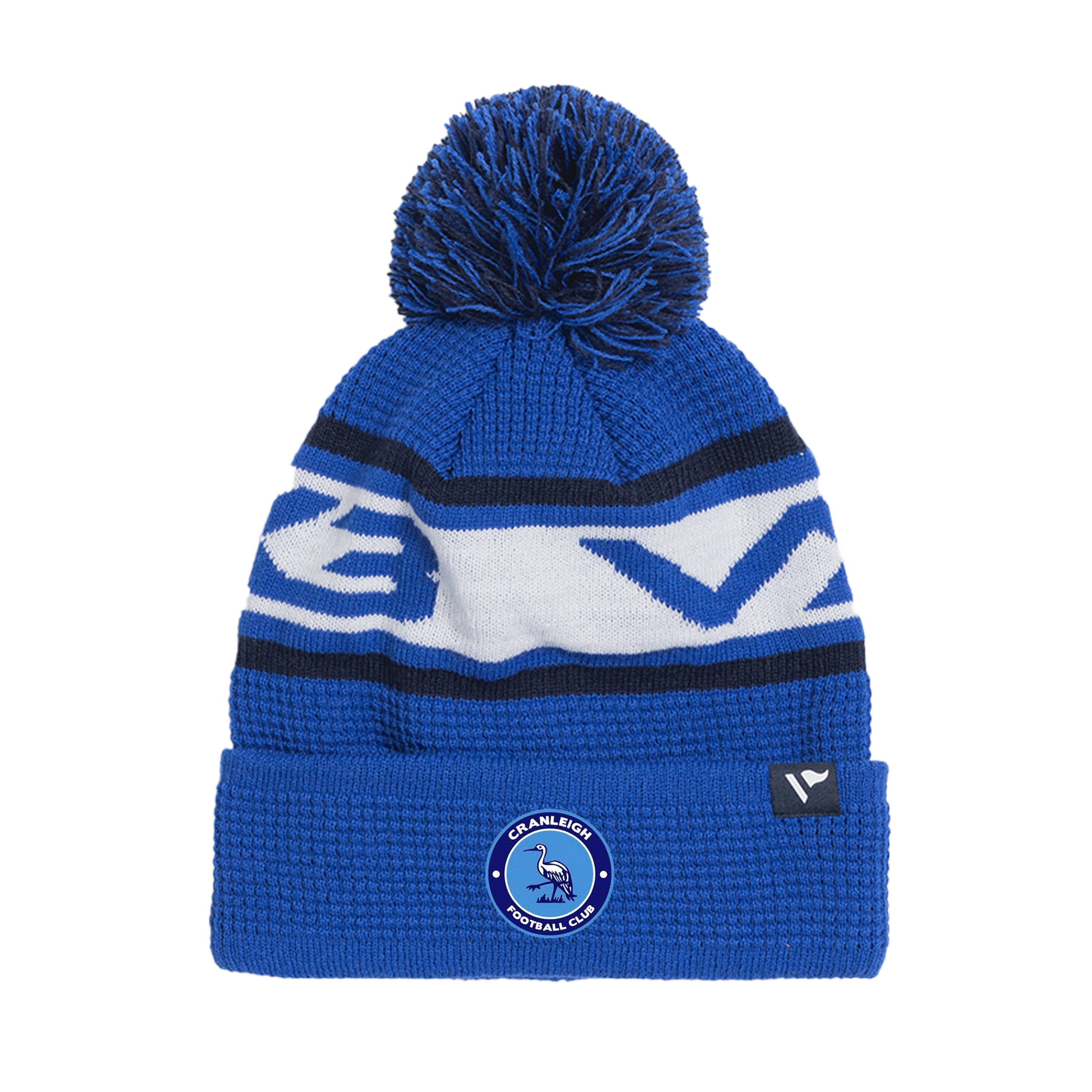 Cranleigh Football Club Waffle Knit Bobble Hat - Royal/Navy/White