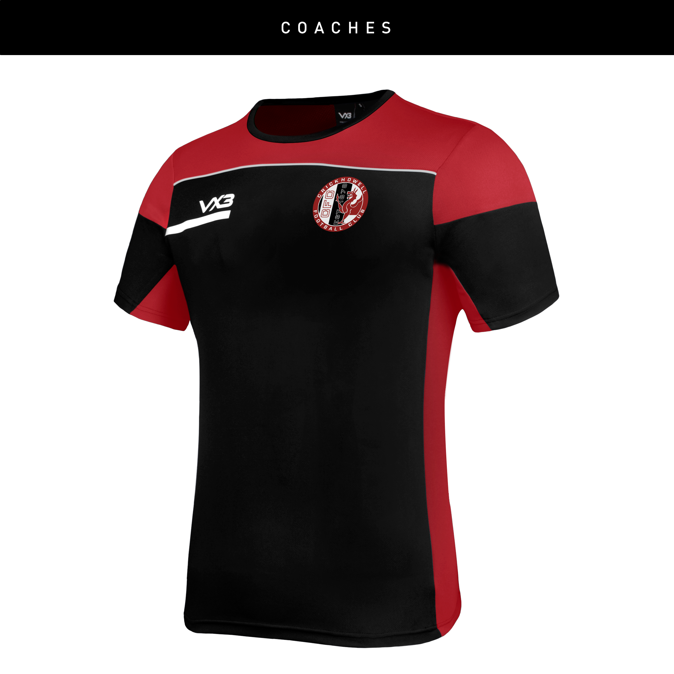 Crickhowell FC Opus Tee - Black Red - Coaches