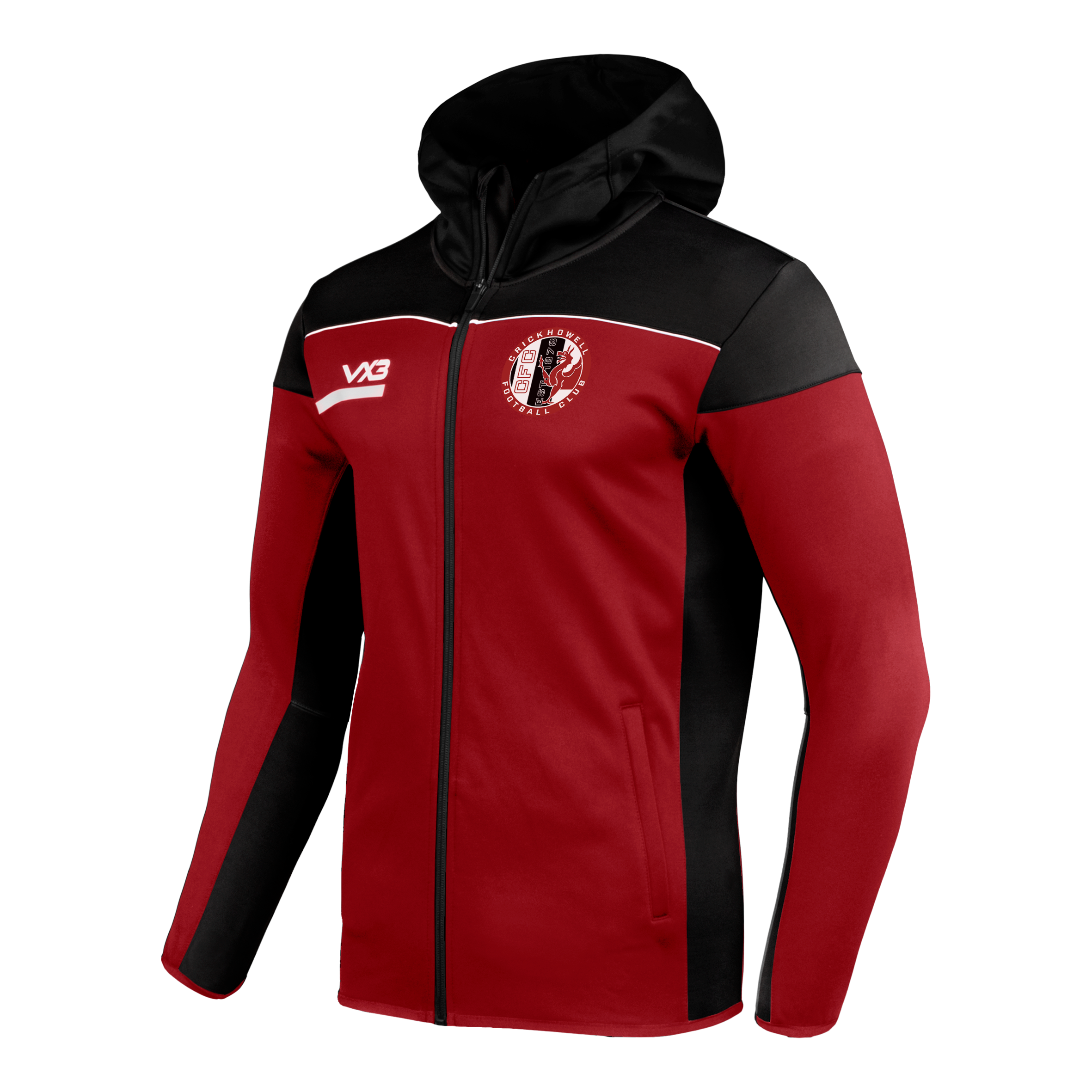 Crickhowell FC Opus Zoodie - Red Black