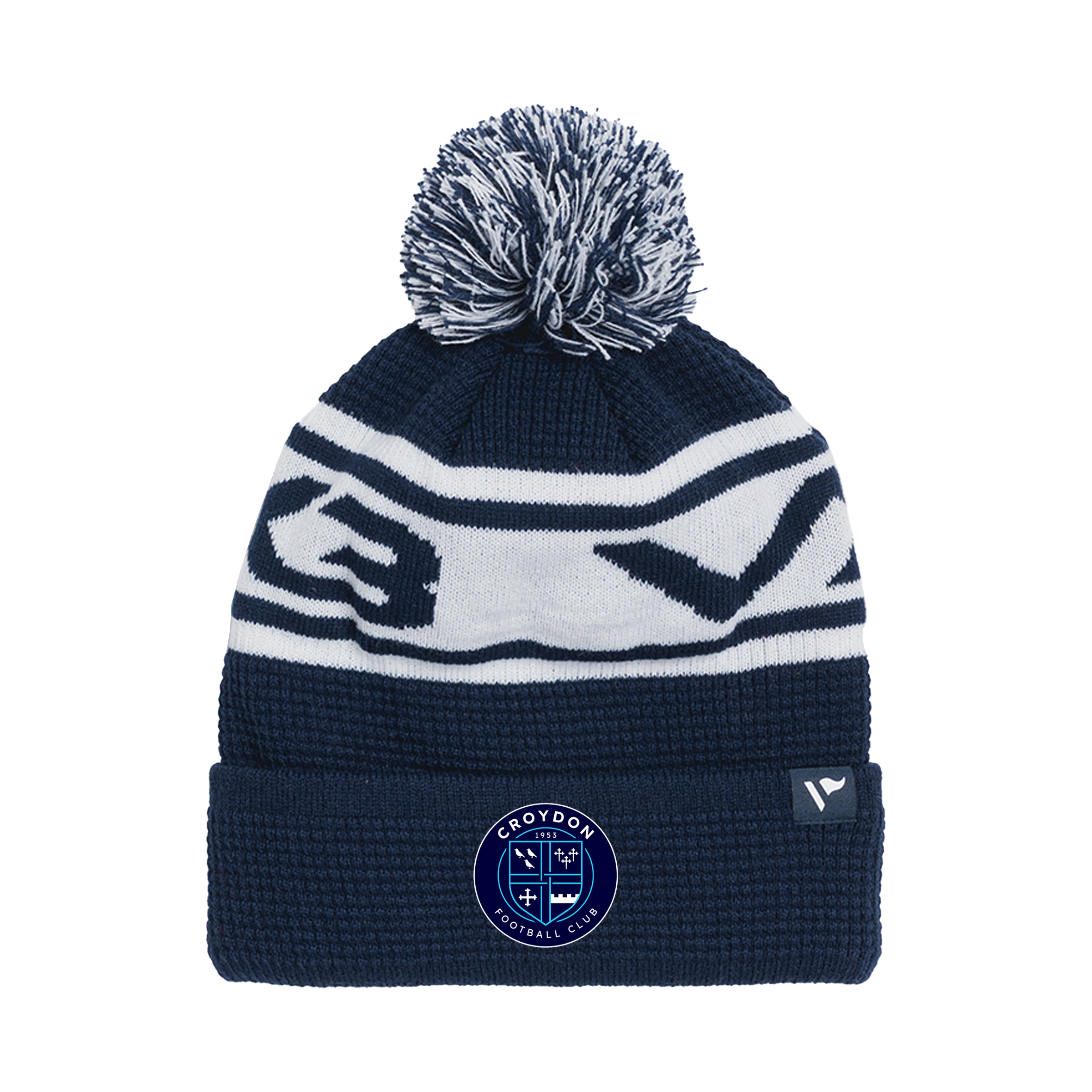 Croydon FC Waffle Knit Bobble Hat - Navy/White