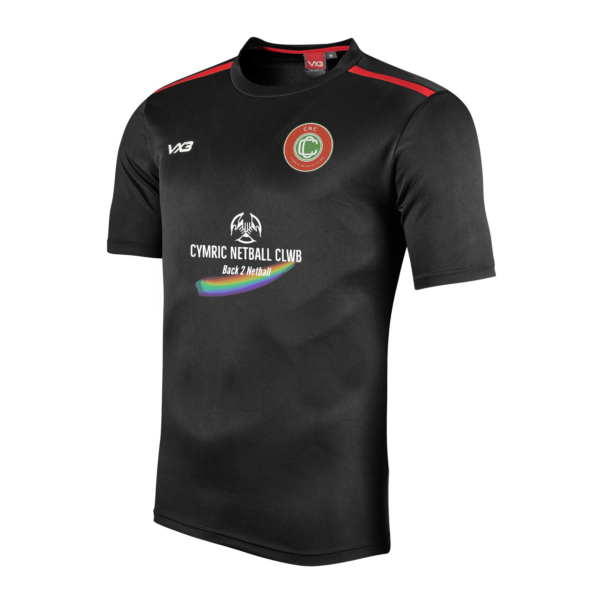 Cymric Netball Fortis Tee Black/Red