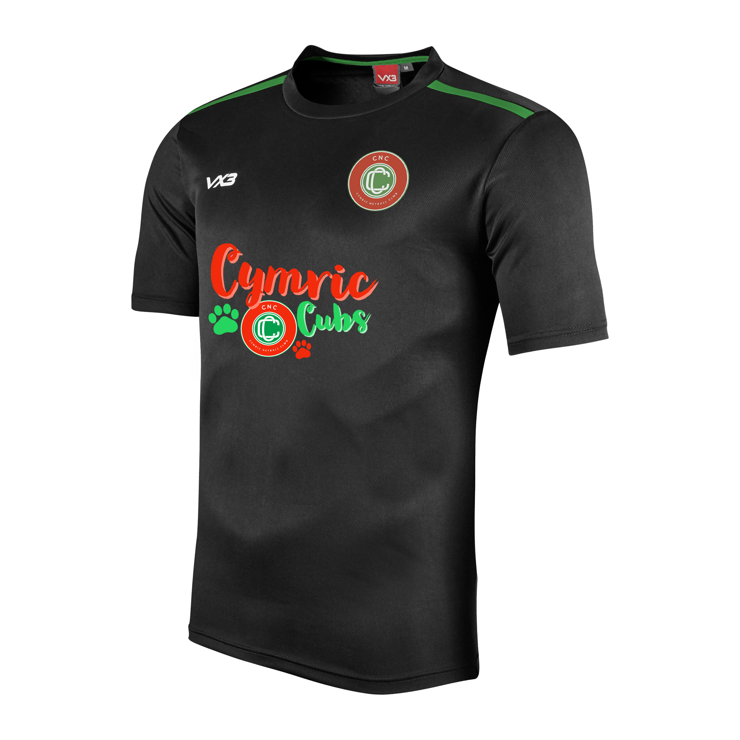 Cymric Netball Cubs Fortis Tee Black/Emerald