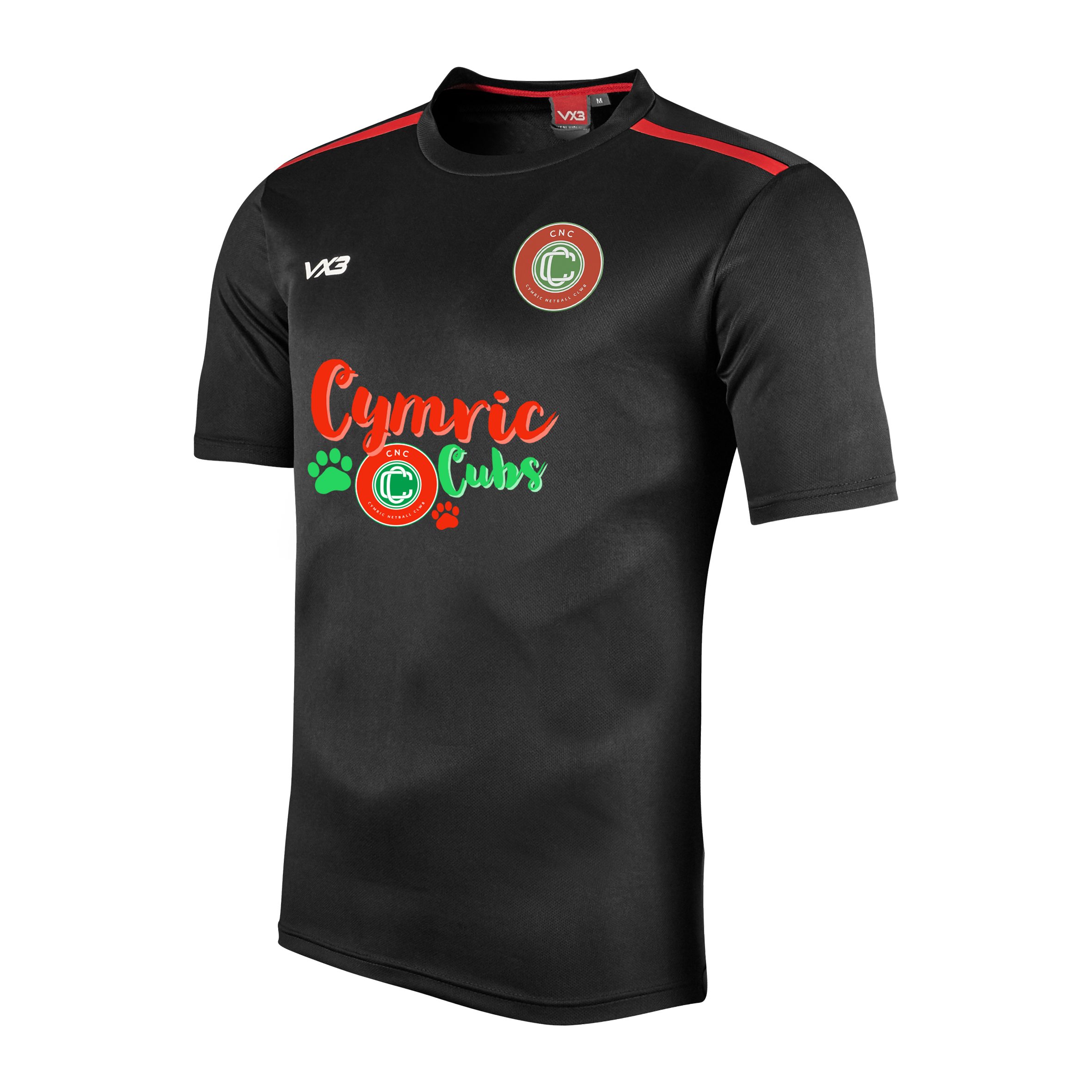 Cymric Netball Fortis Tee Black/Red