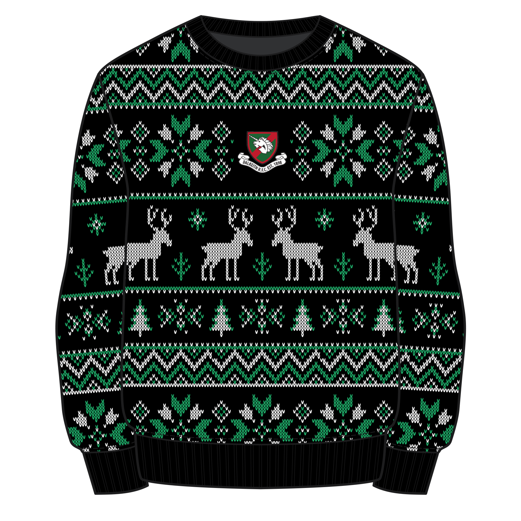 Dalkeith RFC Christmas Jumper - Black/Emerald/White
