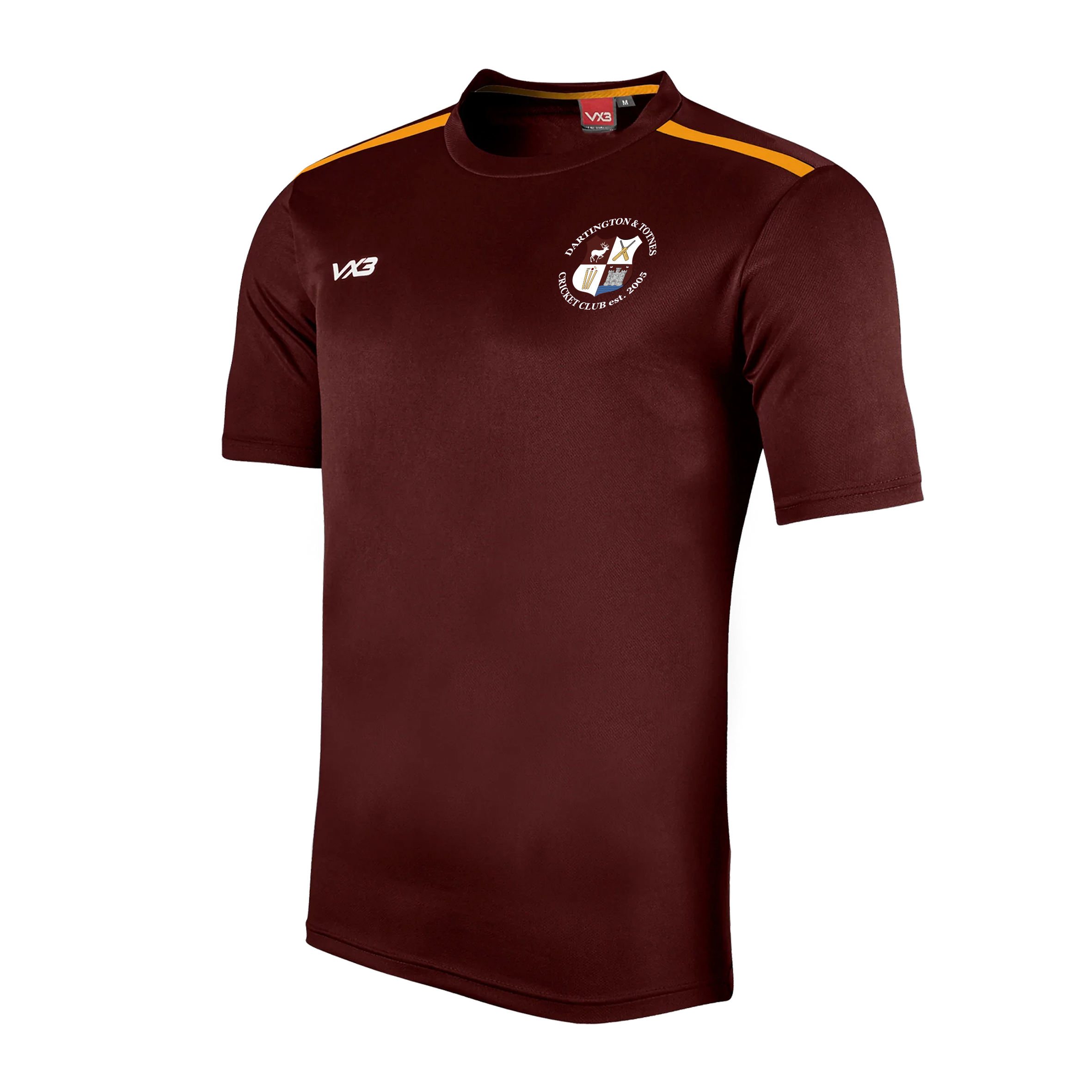 Dartington & Totnes Cricket Club Fortis Tee Maroon/Amber