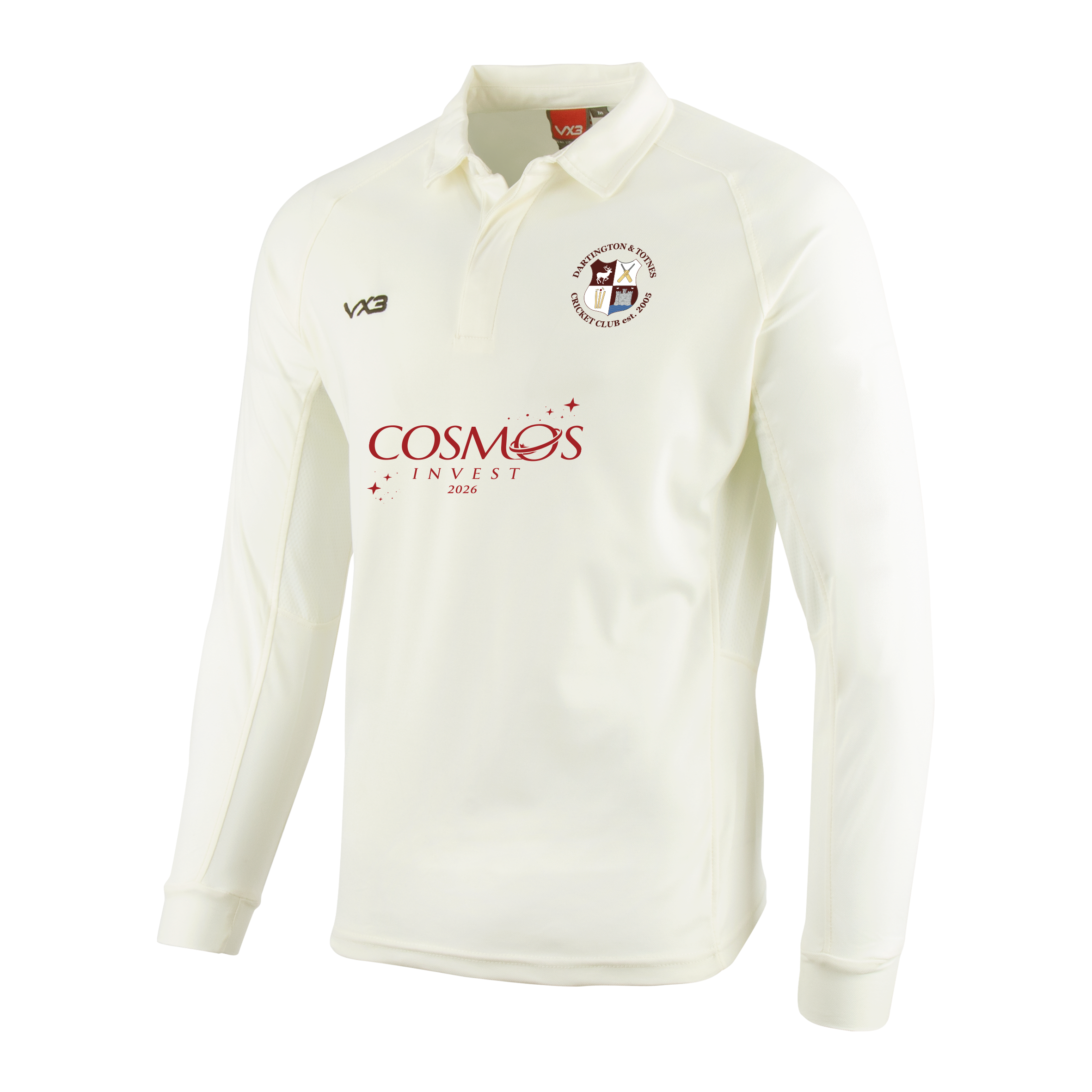 Dartington & Totnes Cricket Club Cricket Whites Long Sleeve Shirt Adult Sponsor