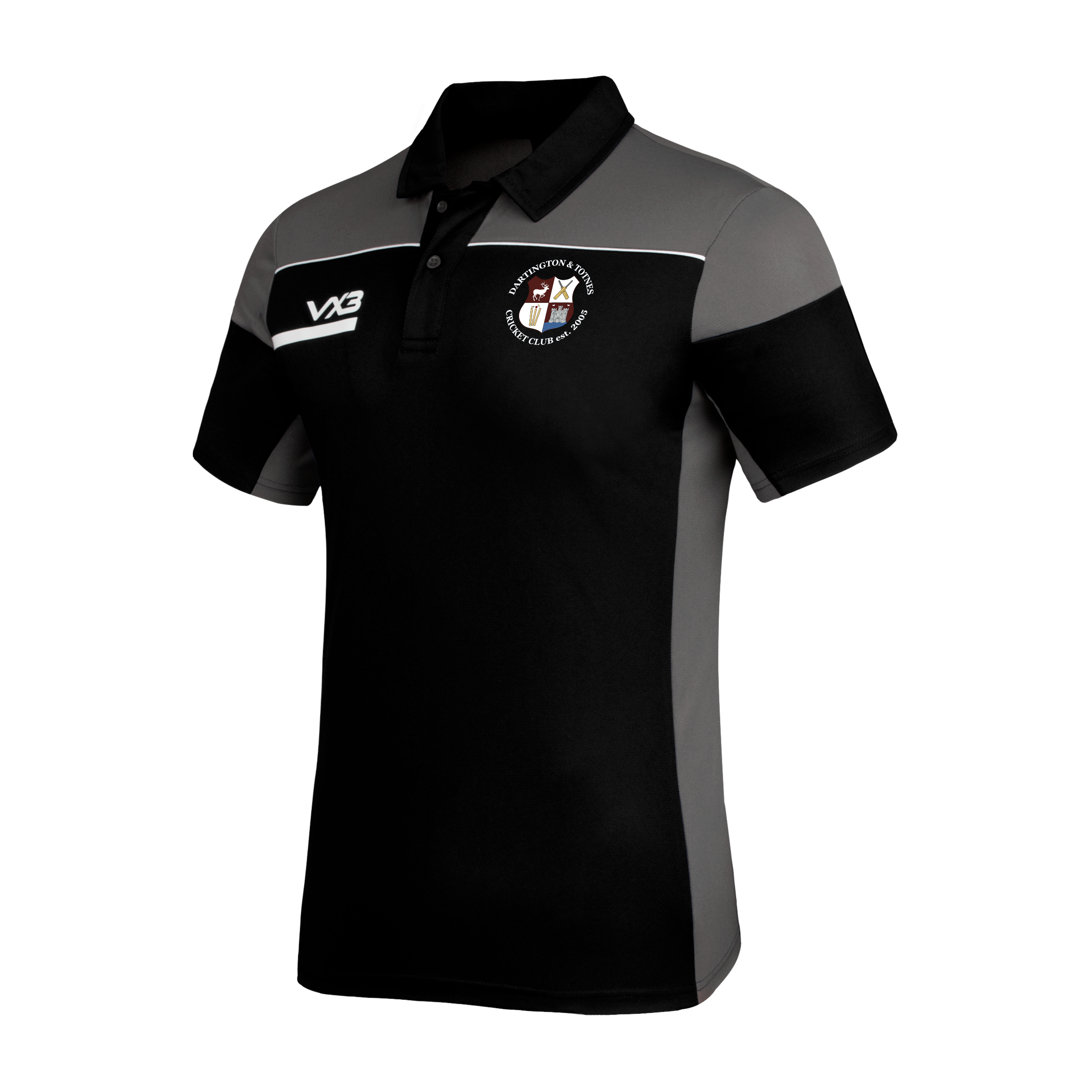Dartington & Totnes Cricket Club Opus Polo - Black Grey