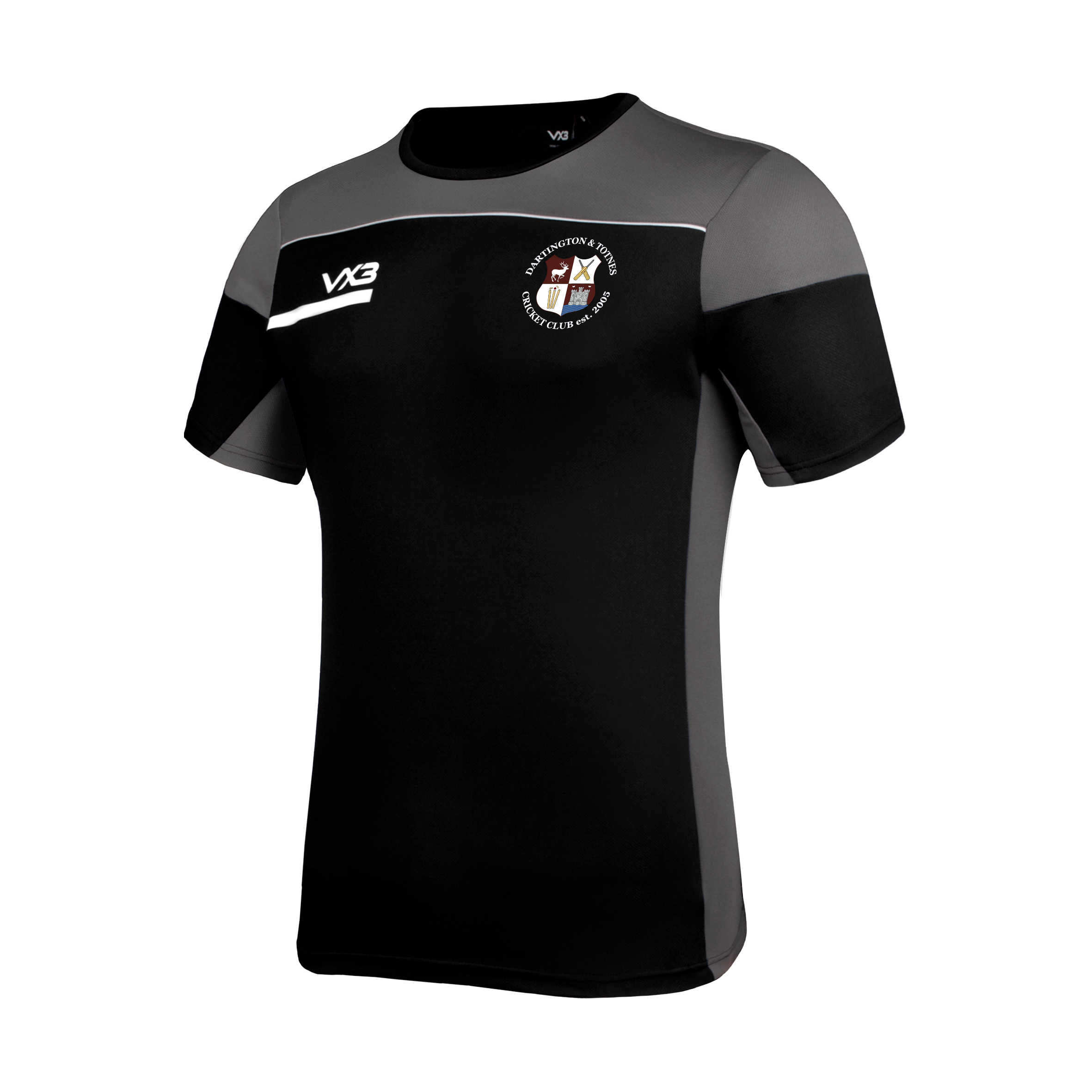 Dartington & Totnes Cricket Club Opus Tee Youth - Black Grey