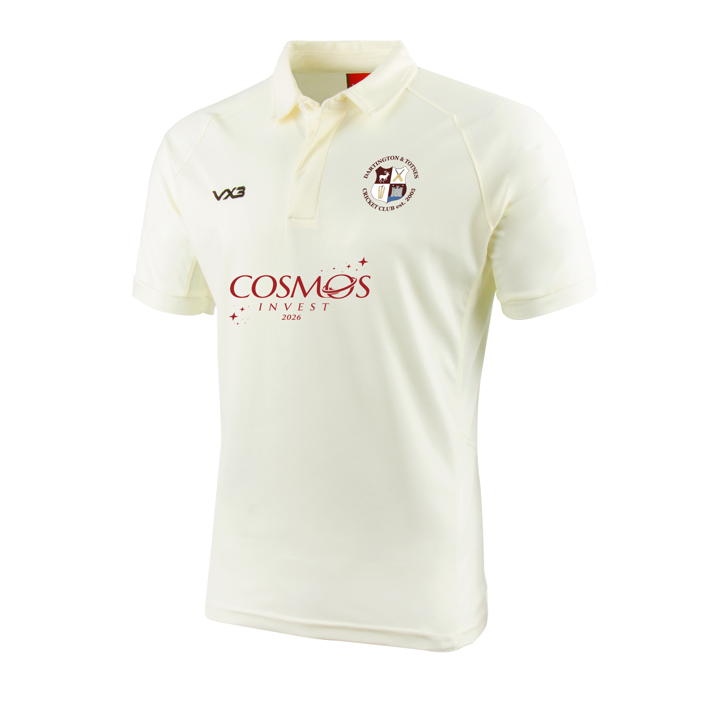 Dartington & Totnes Cricket Club Cricket Whites Short Sleeve Shirt Adult Sponsor