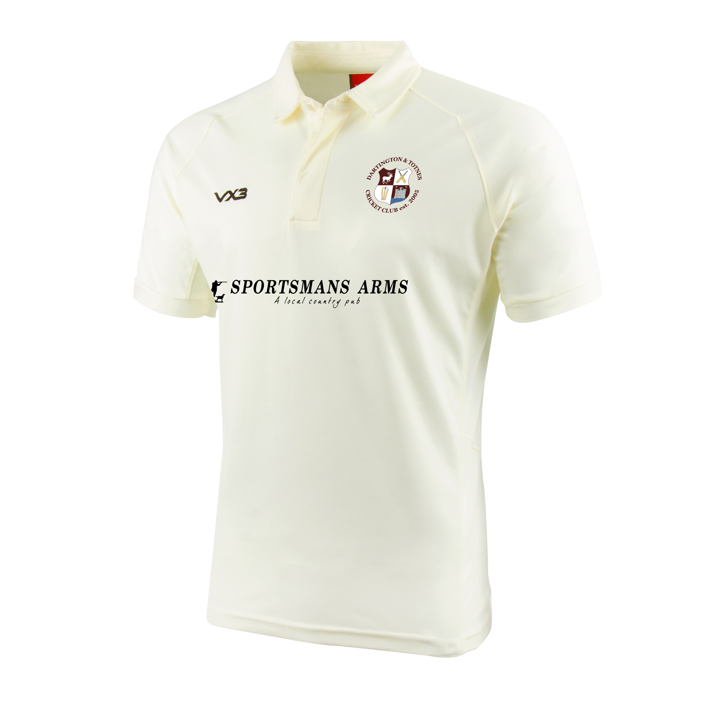 Dartington & Totnes Cricket Club Cricket Whites Youth Short Sleeve Shirt Junior Sponsor