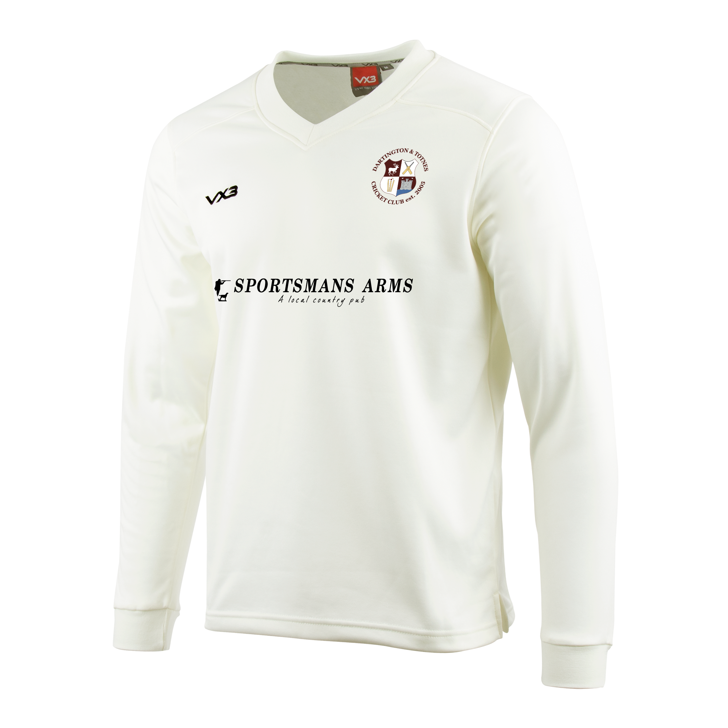 Dartington & Totnes Cricket Club Cricket Whites Youth Sweatshirt Elite Junior Sponsor