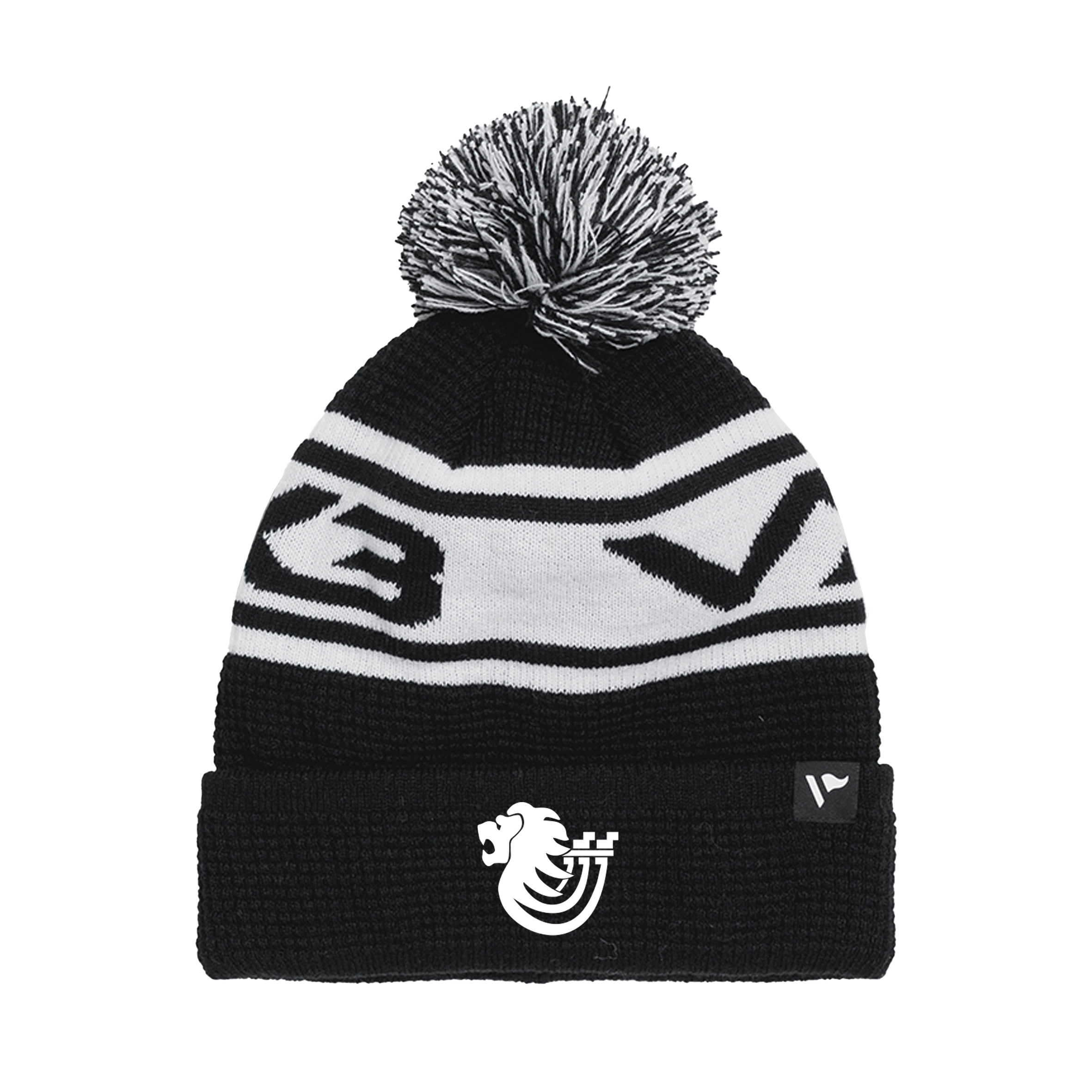 Deal & Betteshanger Rugby Waffle Knit Bobble Hat - Black/White