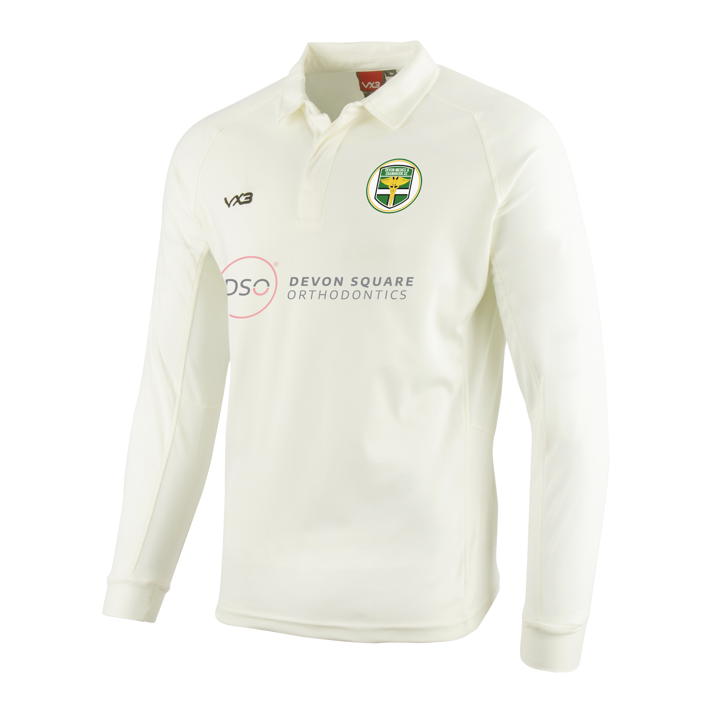Devon Medics and Cranbrook Cricket Club Cricket Whites Long Sleeve Shirt