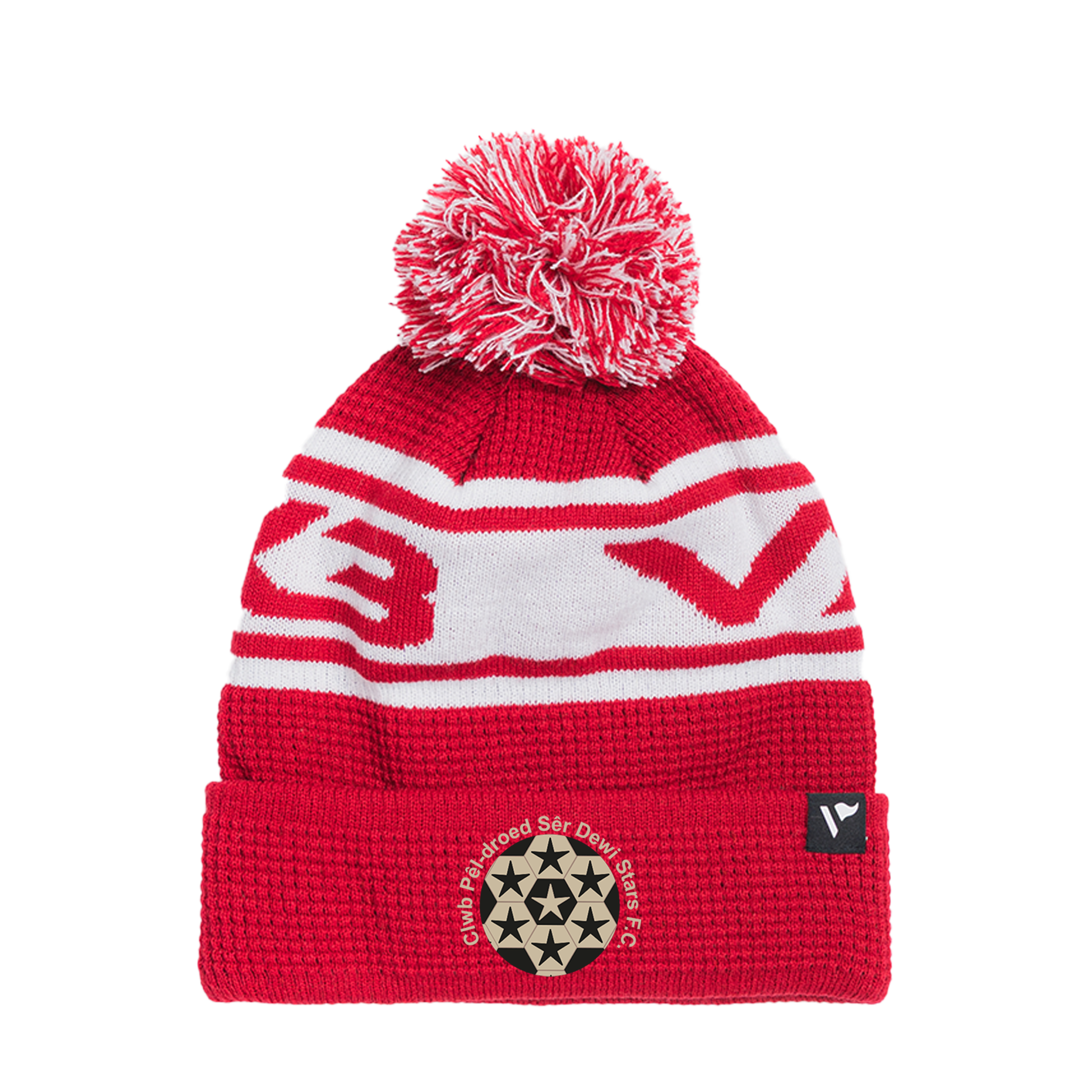 Dewi Stars FC Waffle Knit Bobble Hat - Red/White