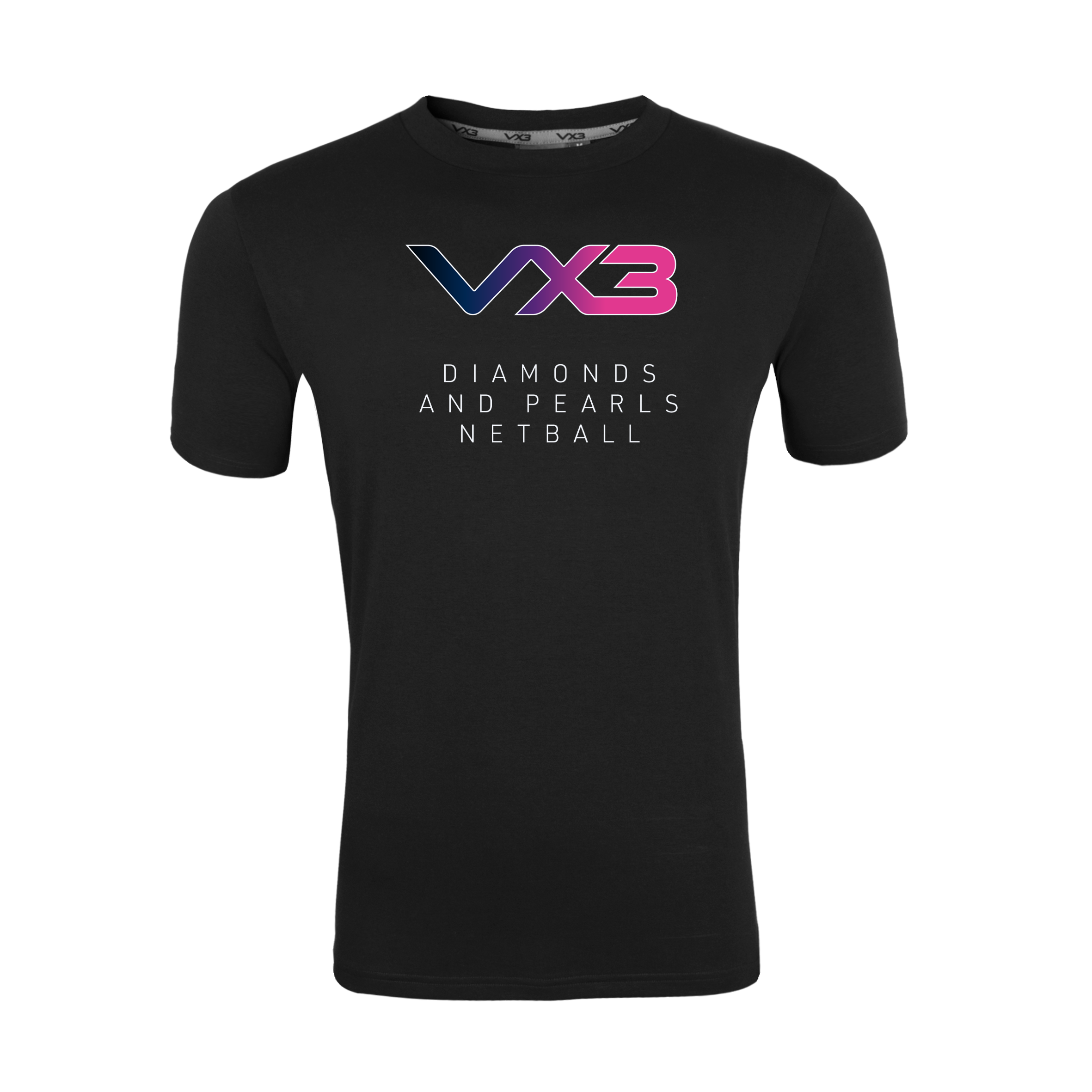 Diamonds and Pearls Netball  Black Invicta Club Tee
