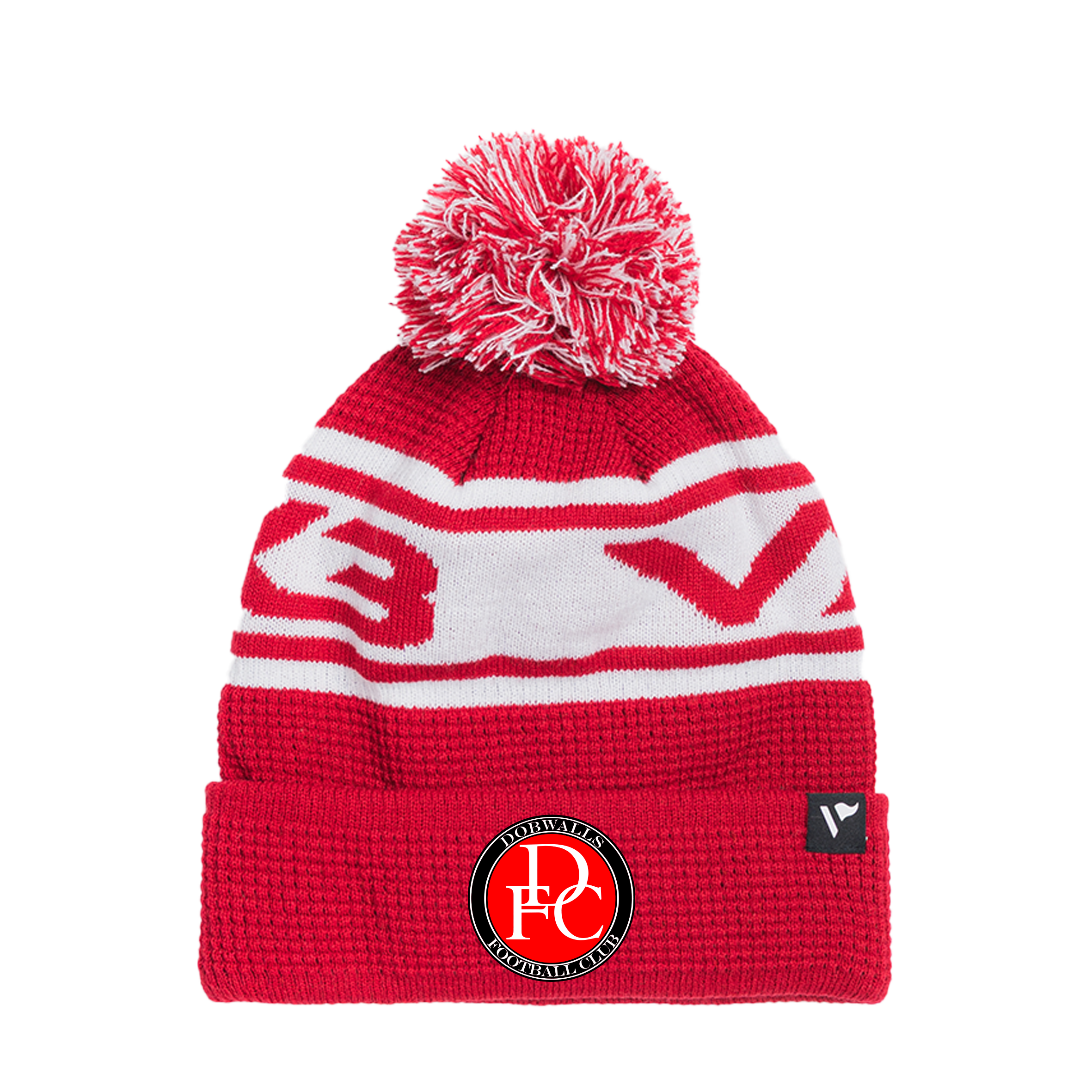 Dobwalls FC Waffle Knit Bobble Hat - Red/White