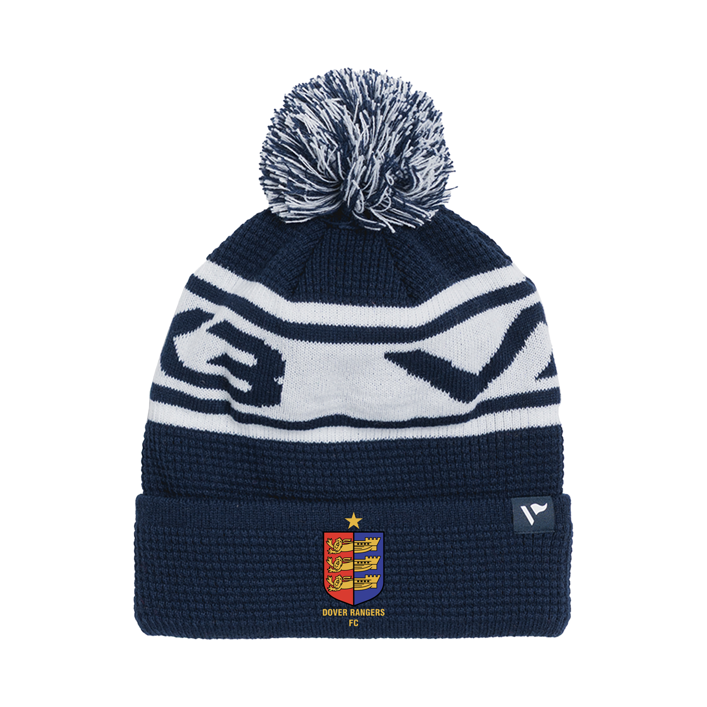 Dover Rangers FC Waffle Knit Bobble Hat - Navy/White