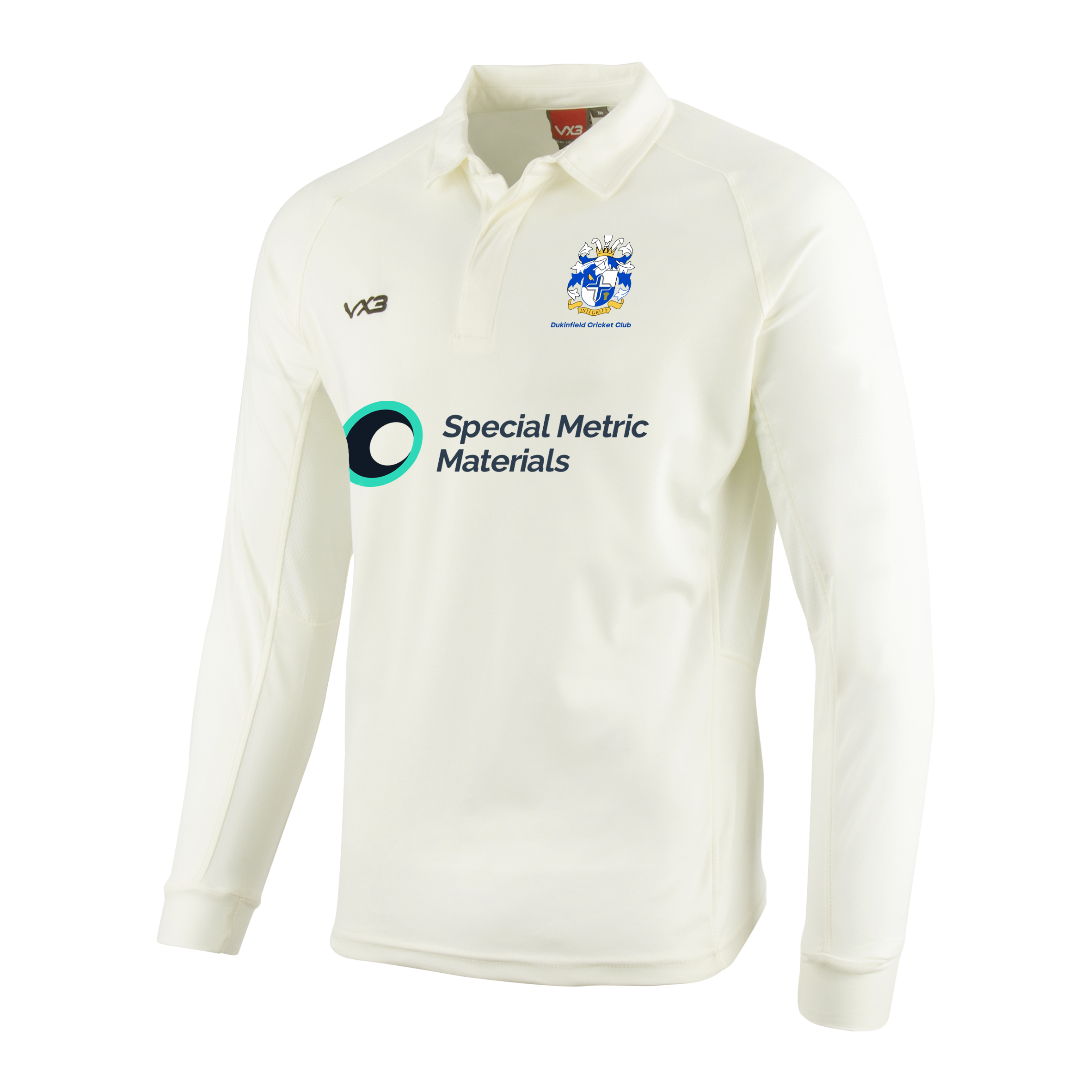Dukinfield Cricket Club Cricket Whites Long Sleeve Shirt - ADULT SPONSOR