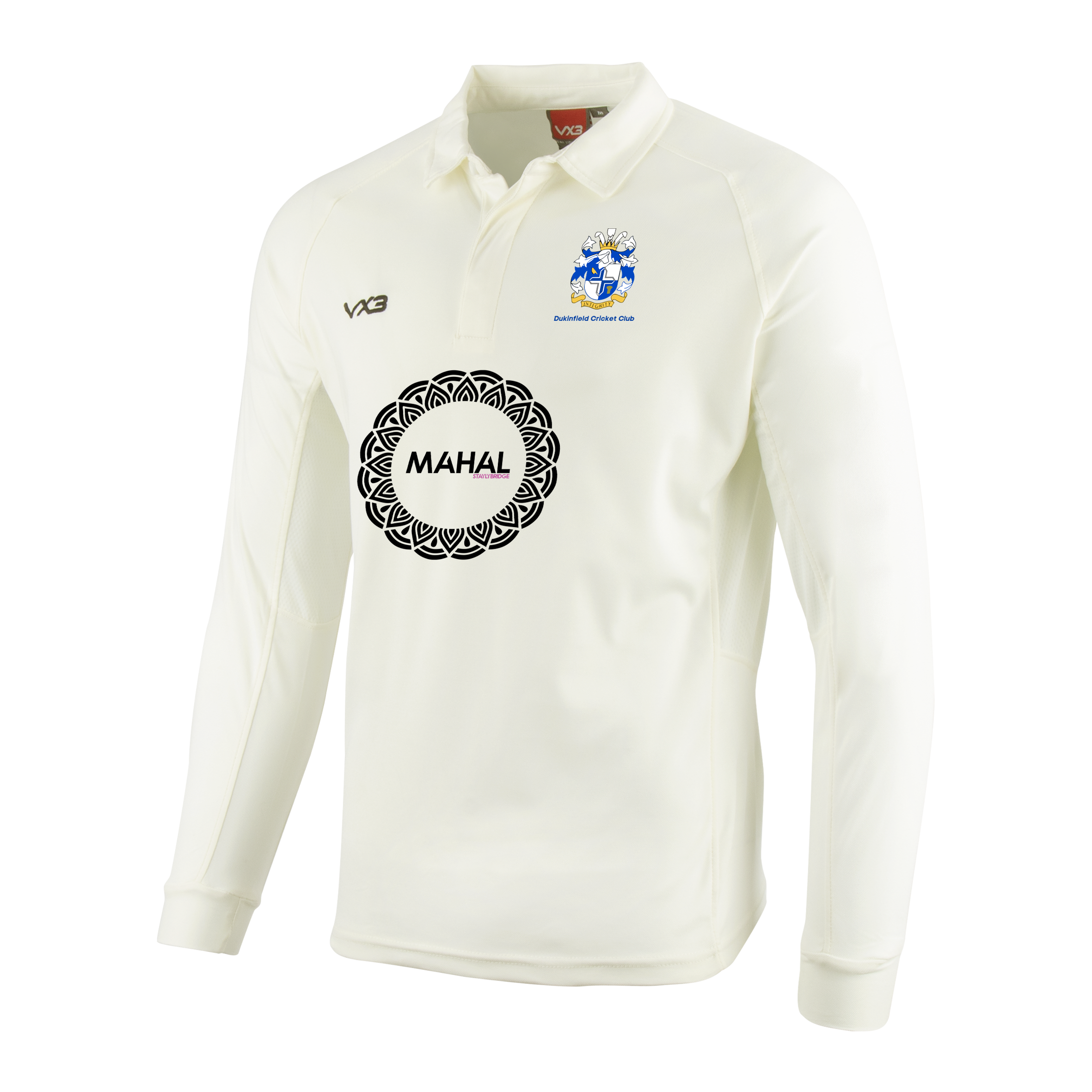 Dukinfield Cricket Club Cricket Whites Long Sleeve Shirt - YOUTH SPONSOR