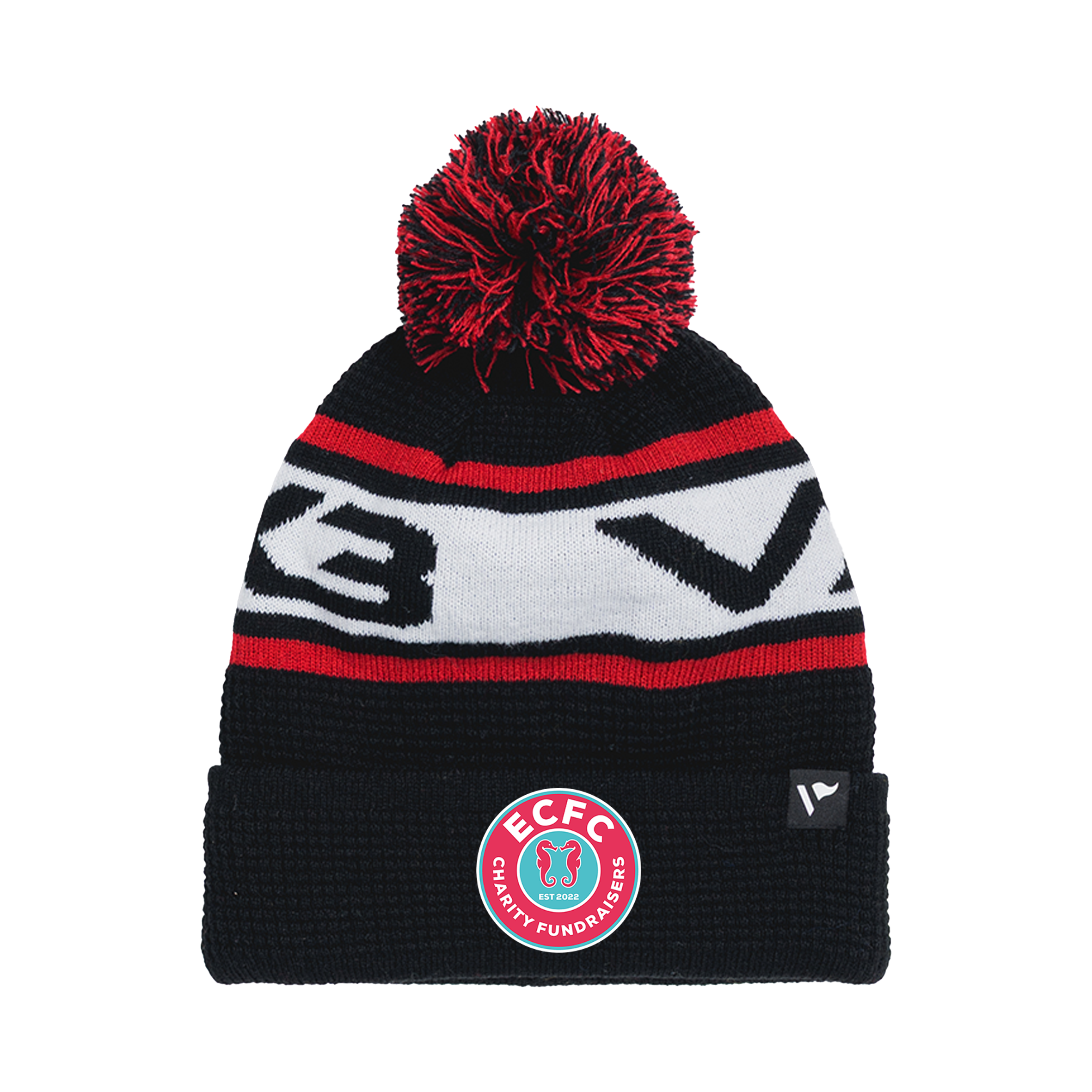 ECFC Charity Fundraisers Waffle Knit Bobble Hat - Black/Red/White
