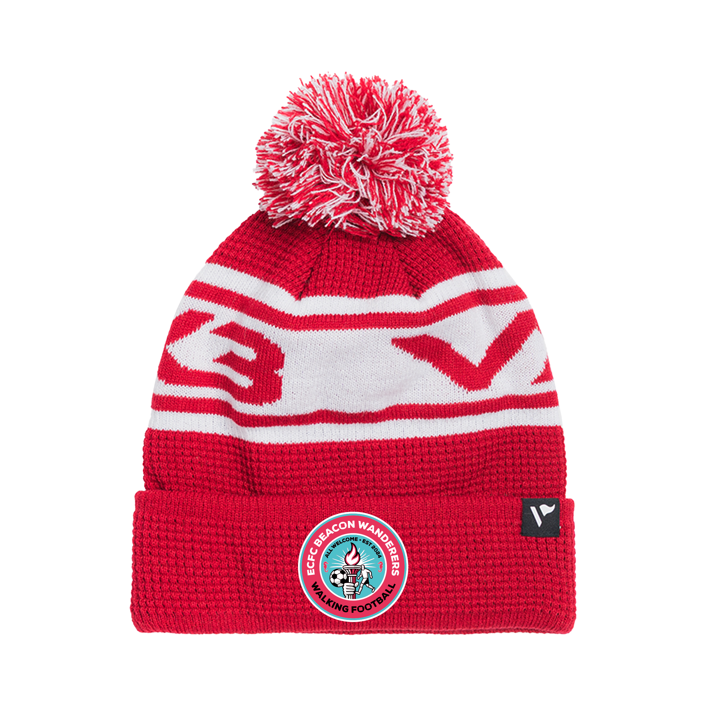 ECFC Beacon Wanderers Waffle Knit Bobble Hat - Red/White