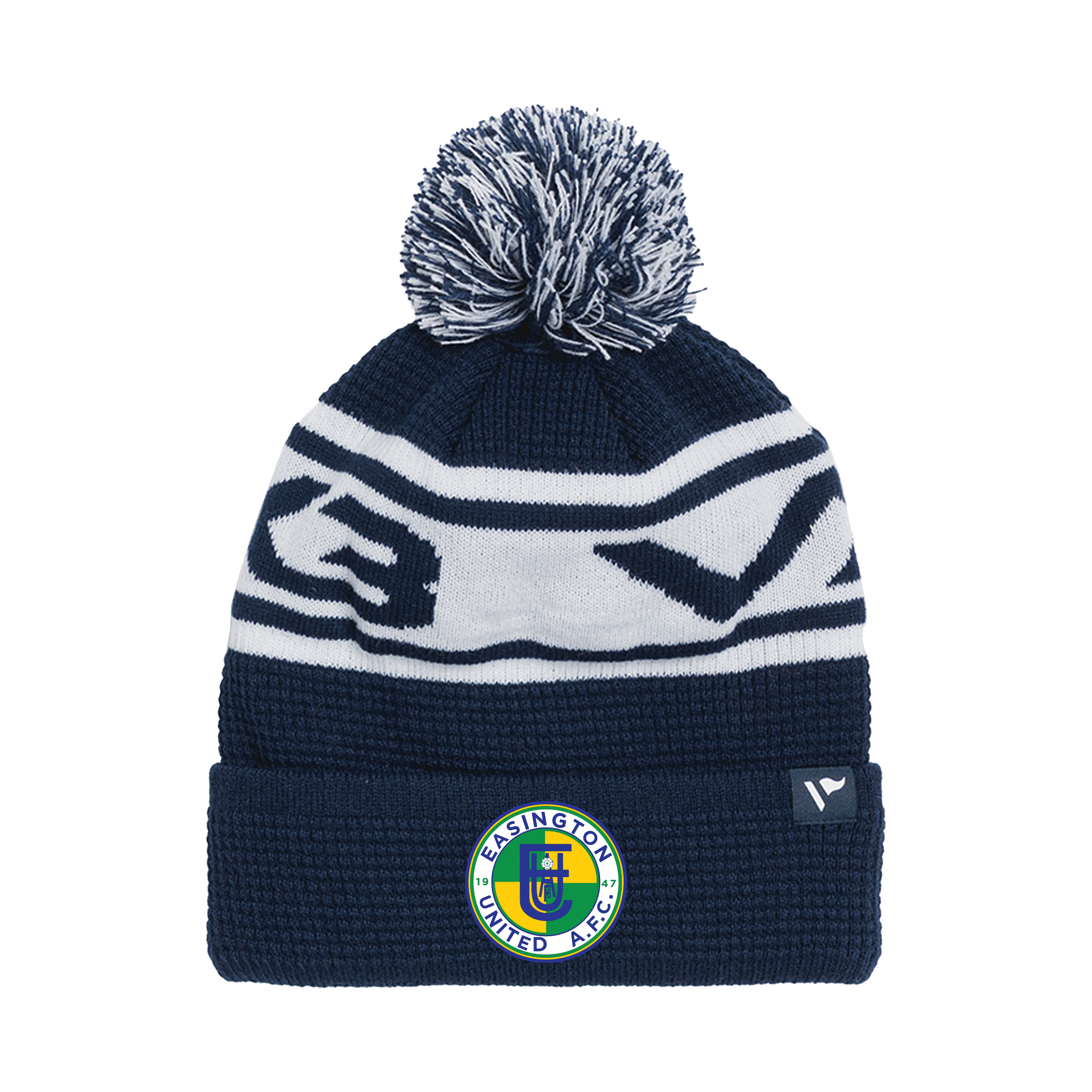 Easington United AFC Waffle Knit Bobble Hat - Navy/White