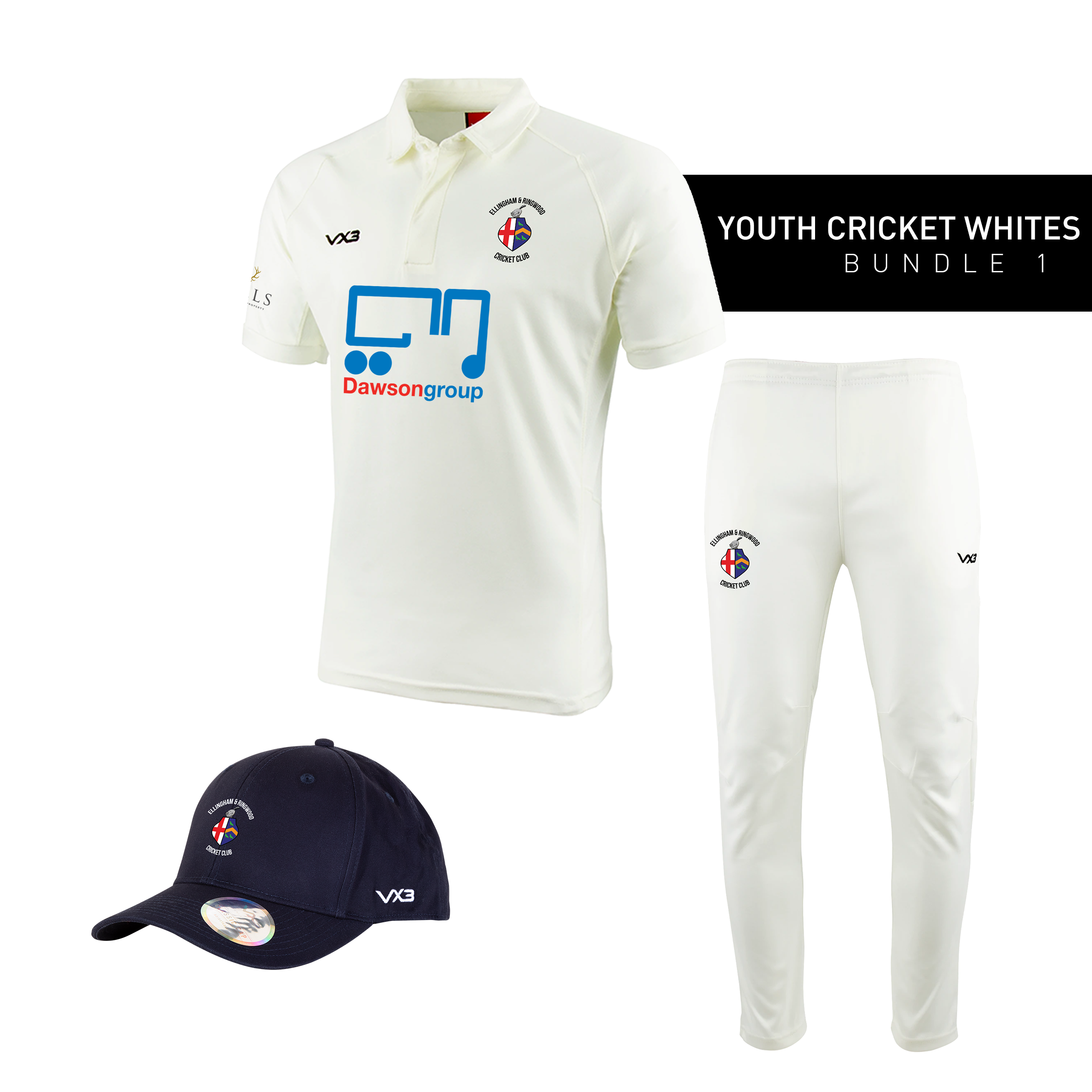 Ellingham and Ringwood Cricket Club Youth Whites Bundle 1