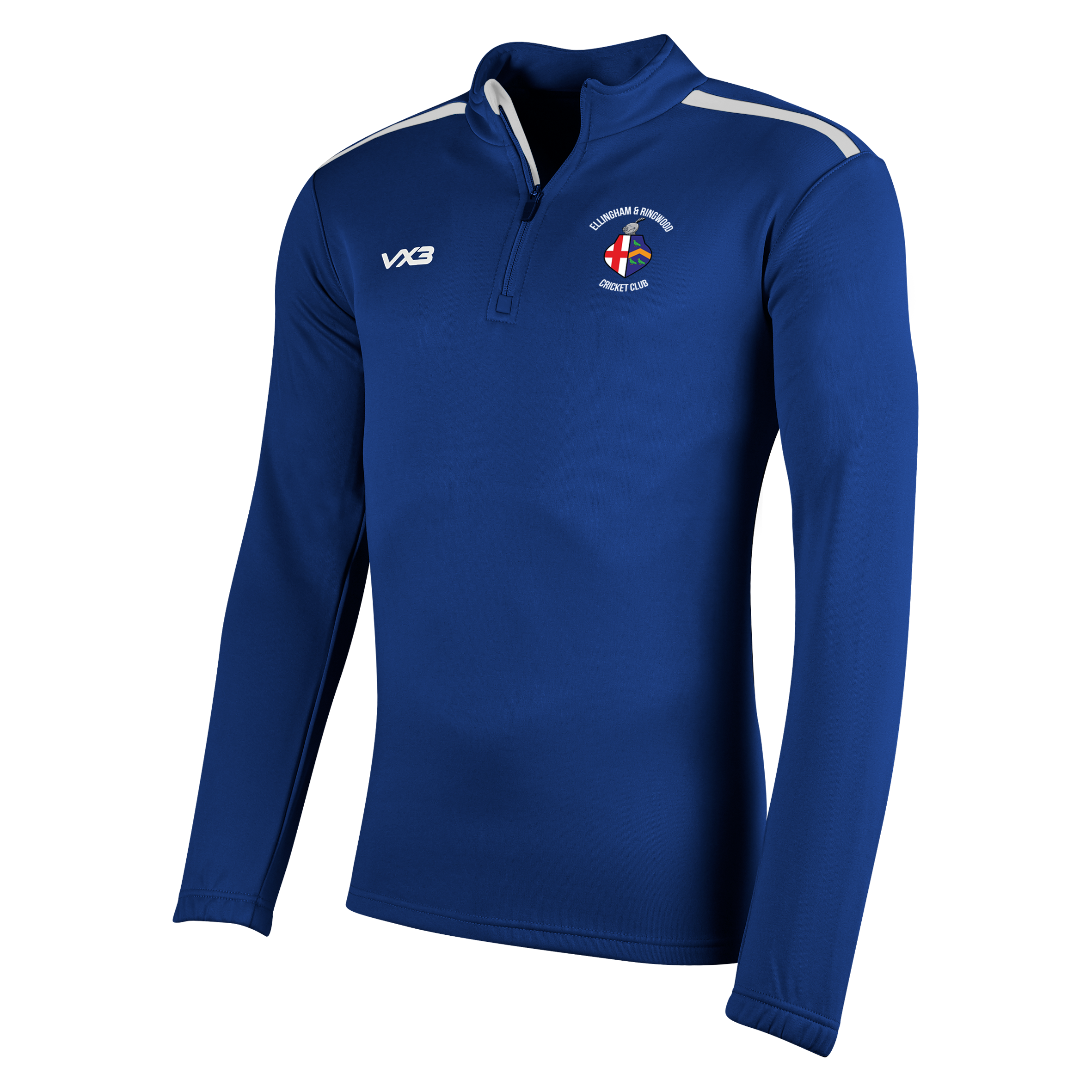 Ellingham and Ringwood Cricket Club Fortis Youth Quarter Zip Sweat Navy/White