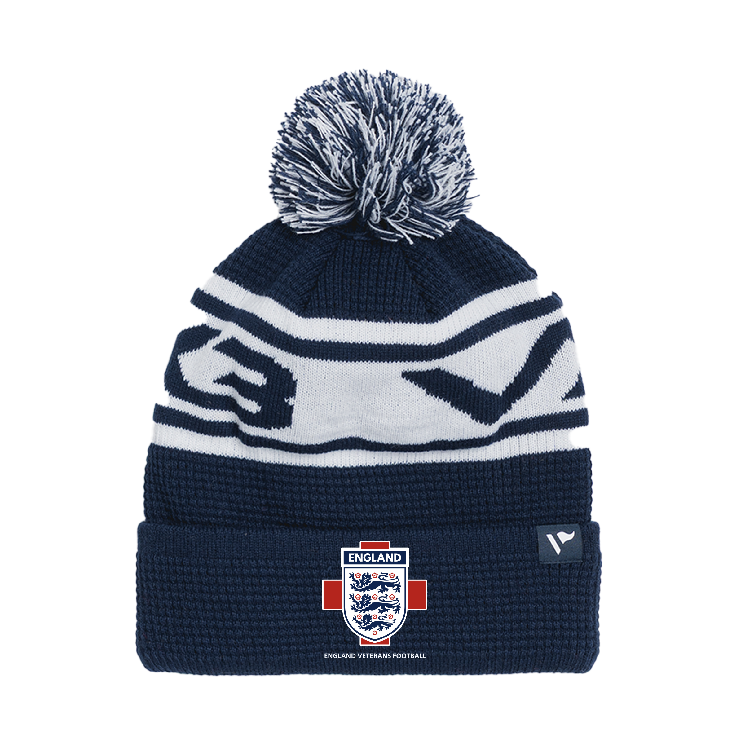 England Veterans FC Waffle Knit Bobble Hat - Navy/White