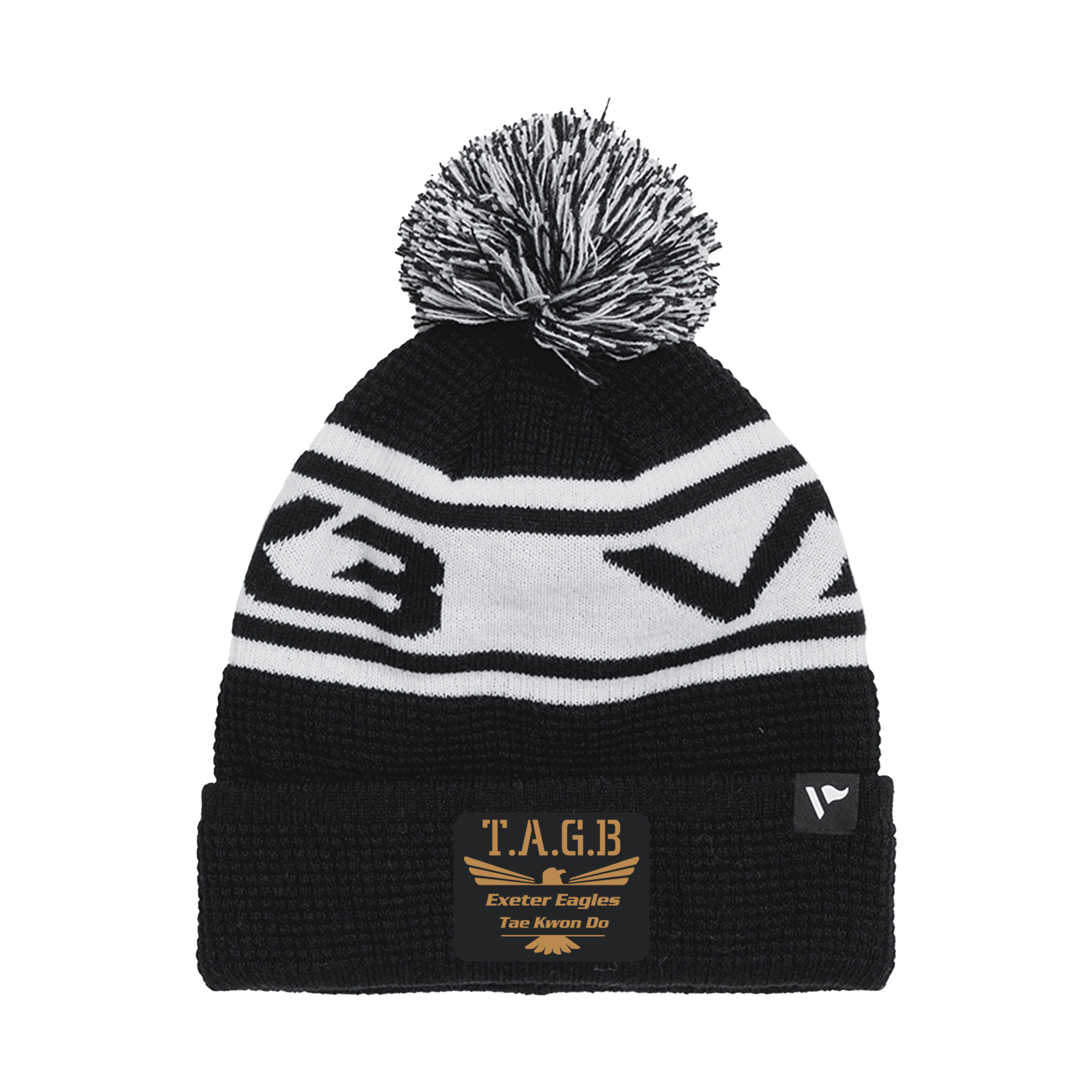 Exeter Eagles Tae Kwon Do Waffle Knit Bobble Hat - Black/White