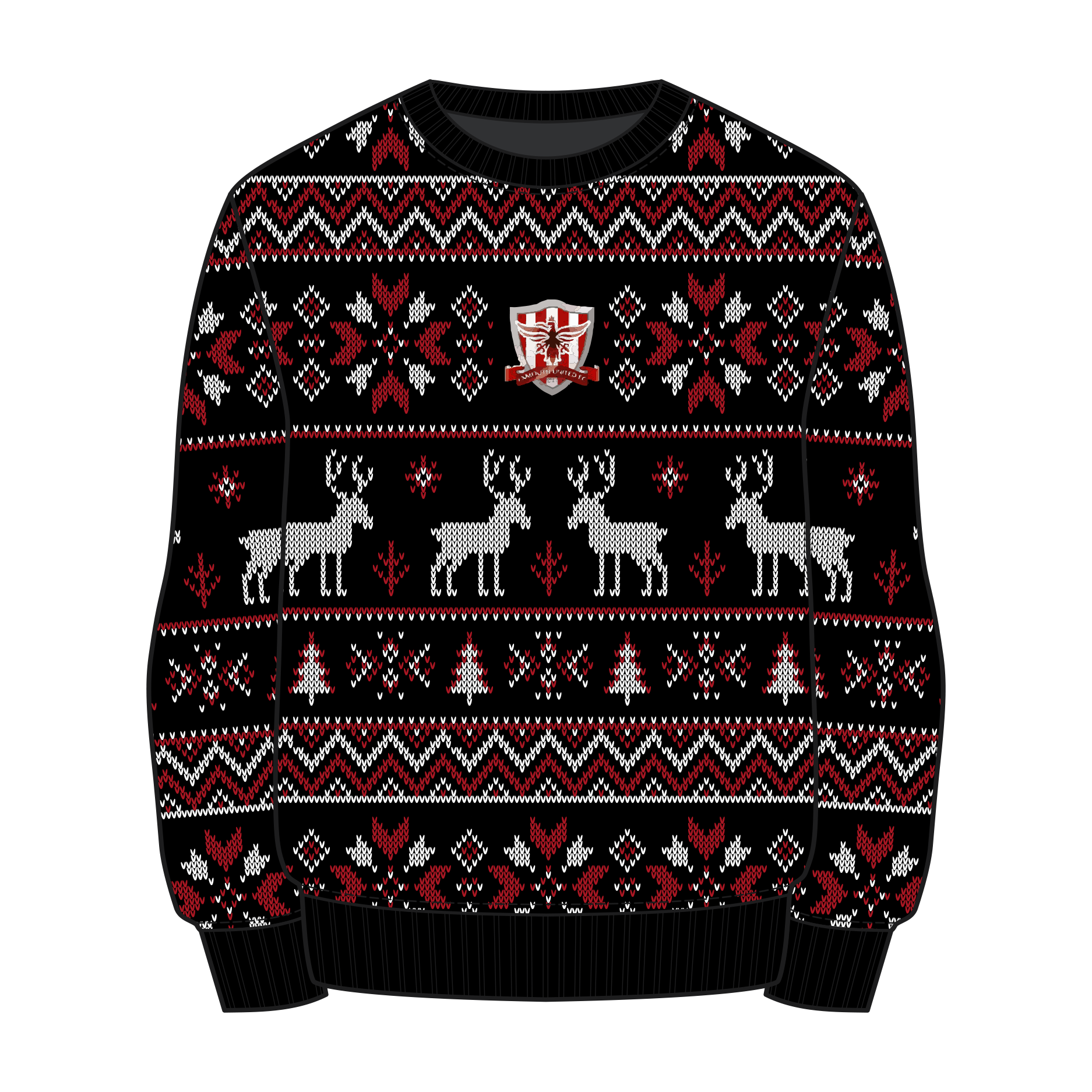 Exmouth United FC Christmas Jumper - Black/Red/White