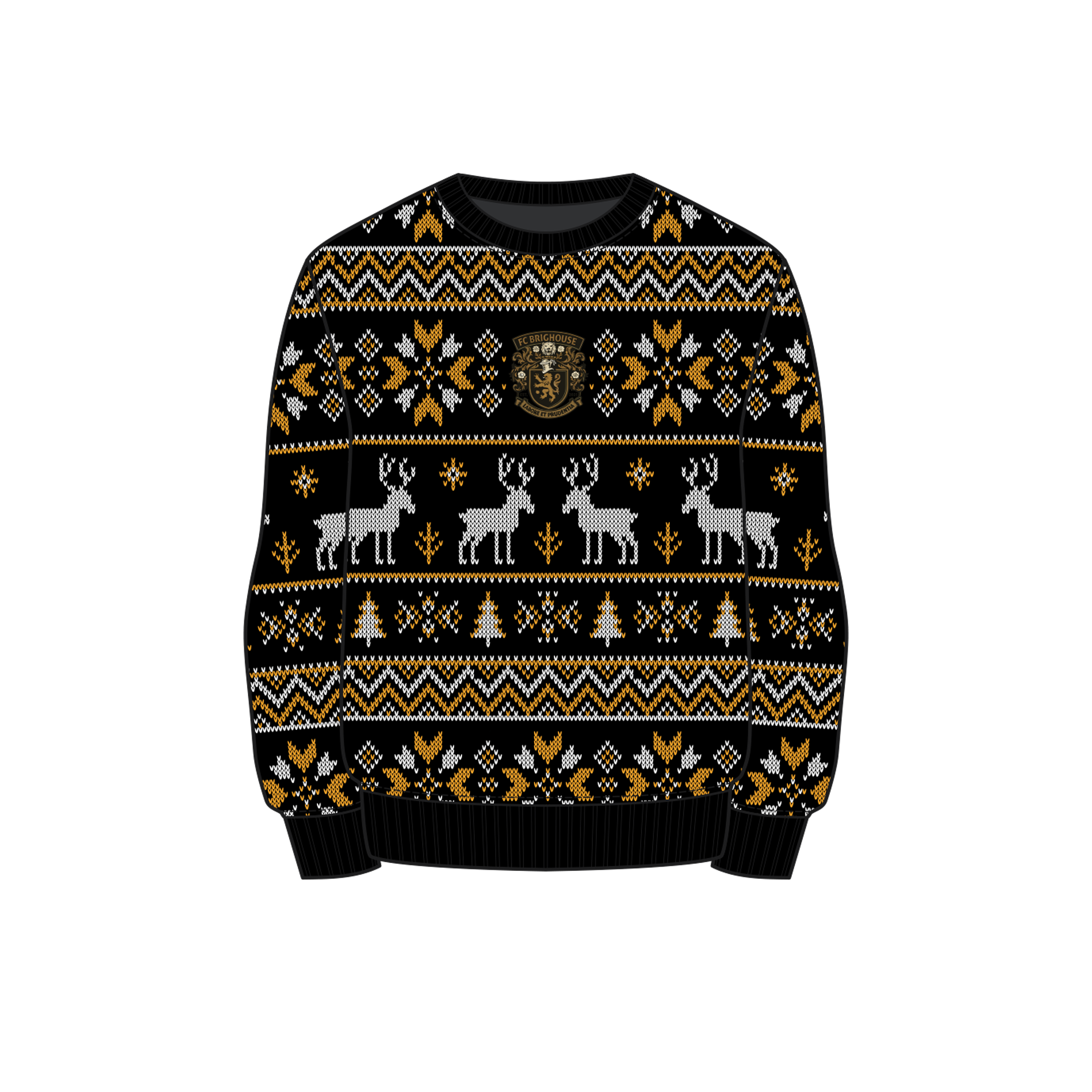 FC Brighouse Christmas Jumper - Black/Amber/White Youth