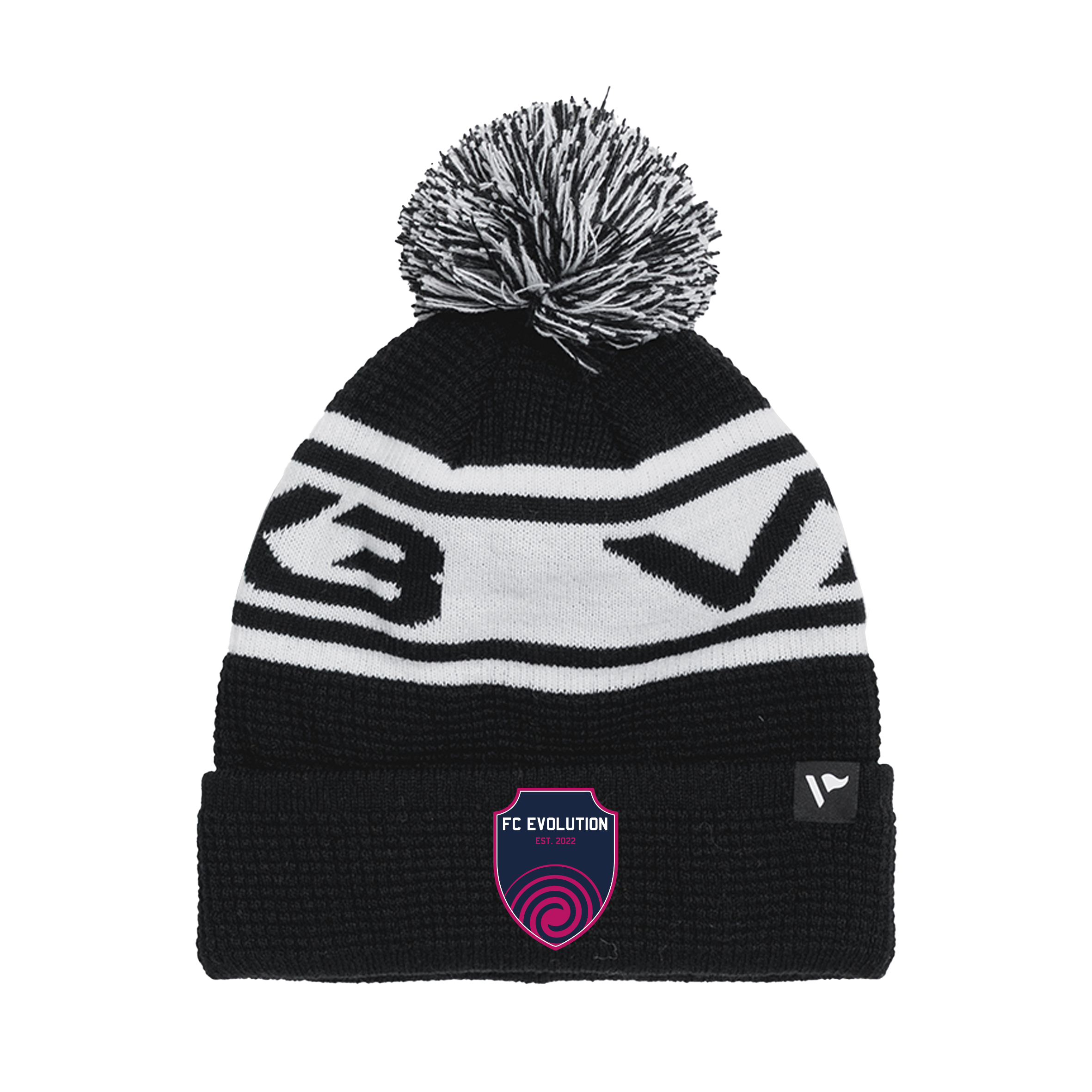 FC Evolution Waffle Knit Bobble Hat - Black/White