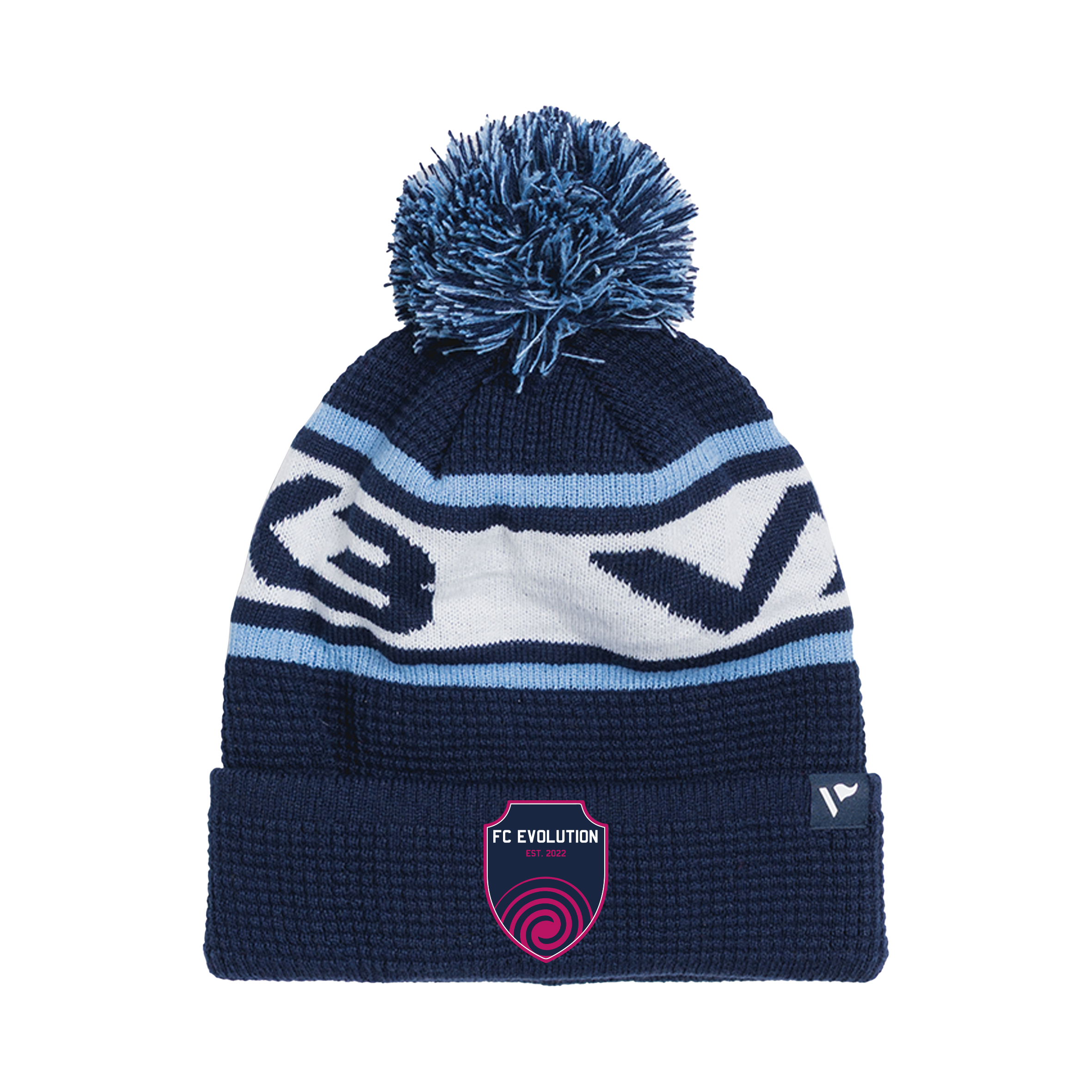 FC Evolution Waffle Knit Bobble Hat - Navy/Sky/White