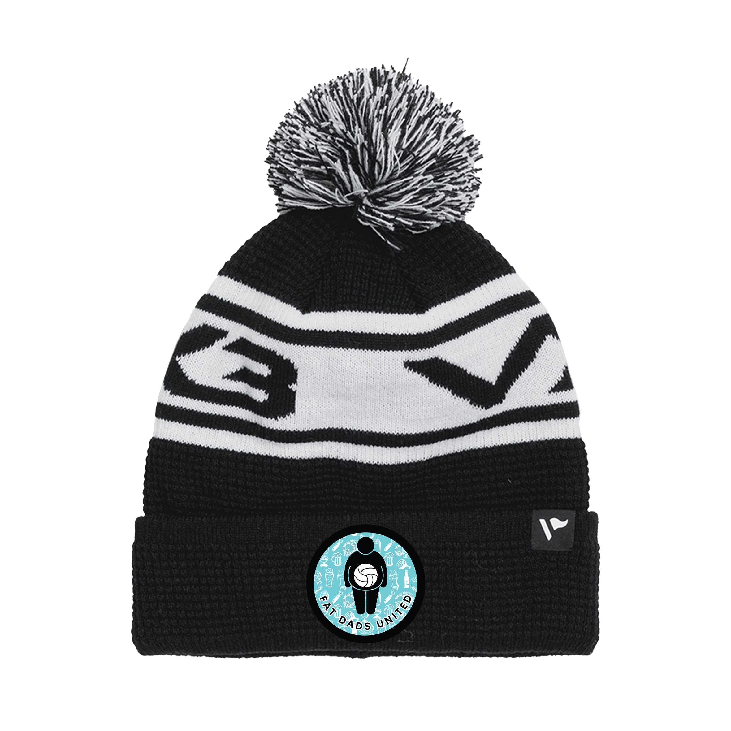 Fat Dads United Waffle Knit Bobble Hat - Black/White