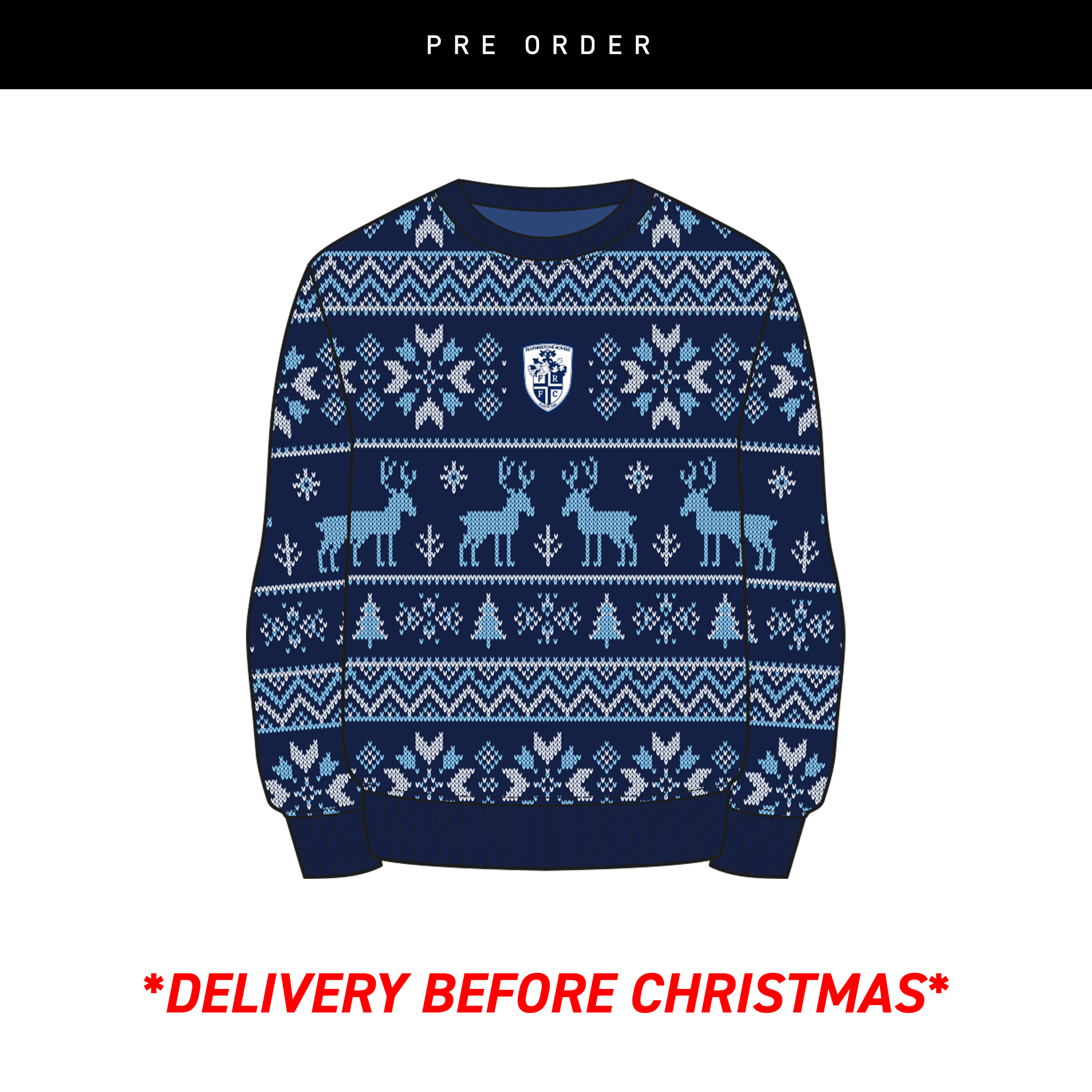 Featherstone Rovers FC Christmas Jumper - Navy/Sky/White Youth