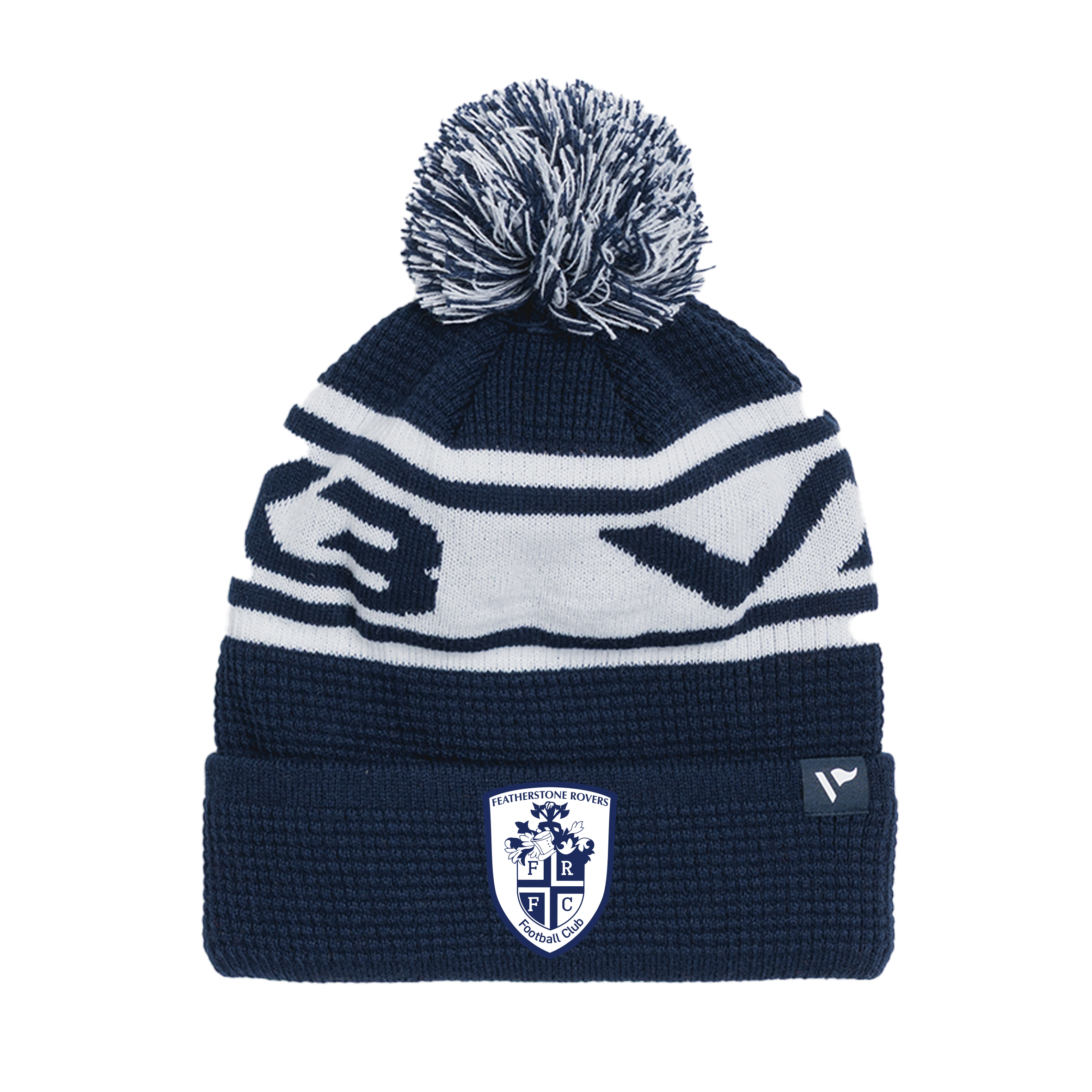 Featherstone Rovers FC Waffle Knit Bobble Hat - Navy/White