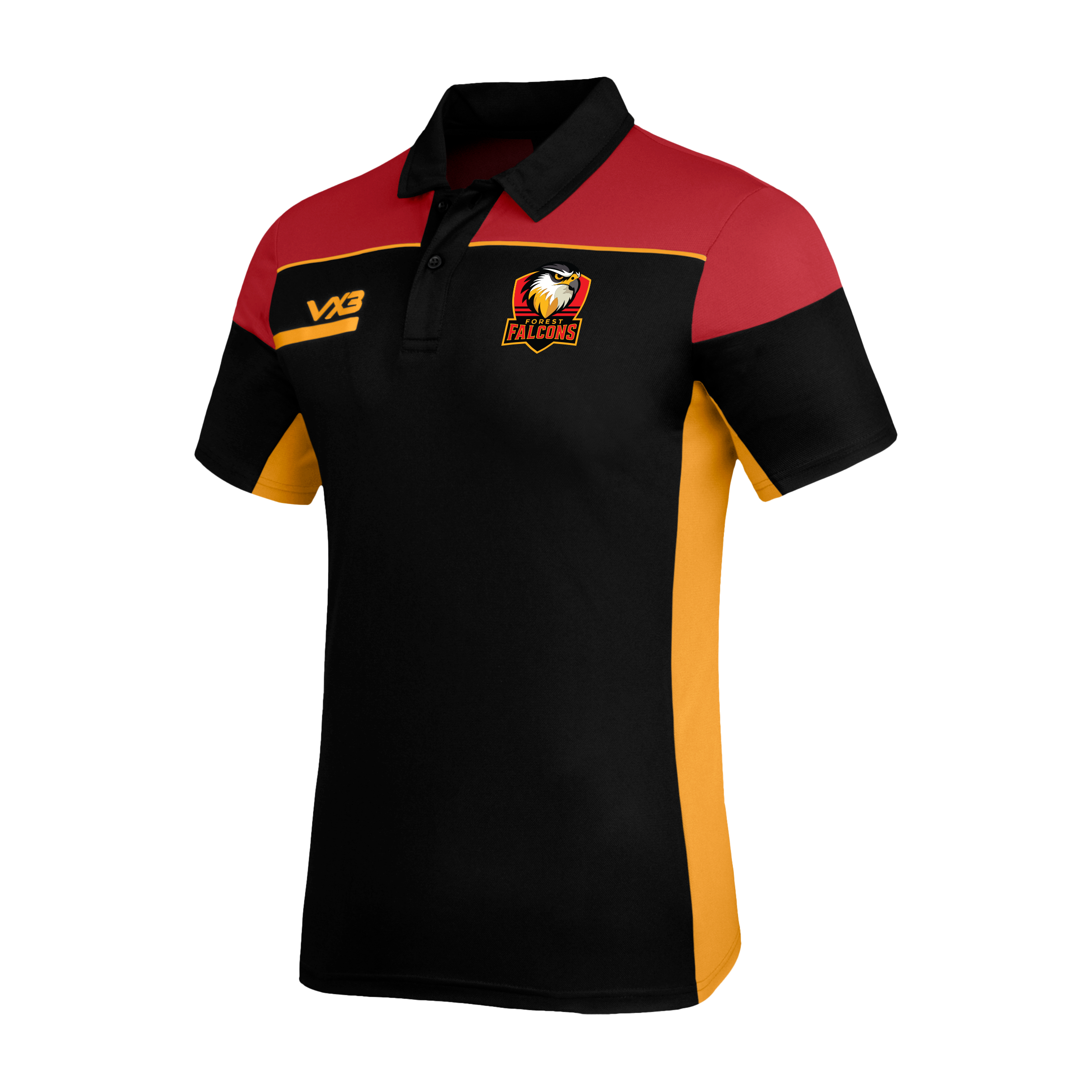 Forest Falcons Rugby Opus Polo - Black Red Amber
