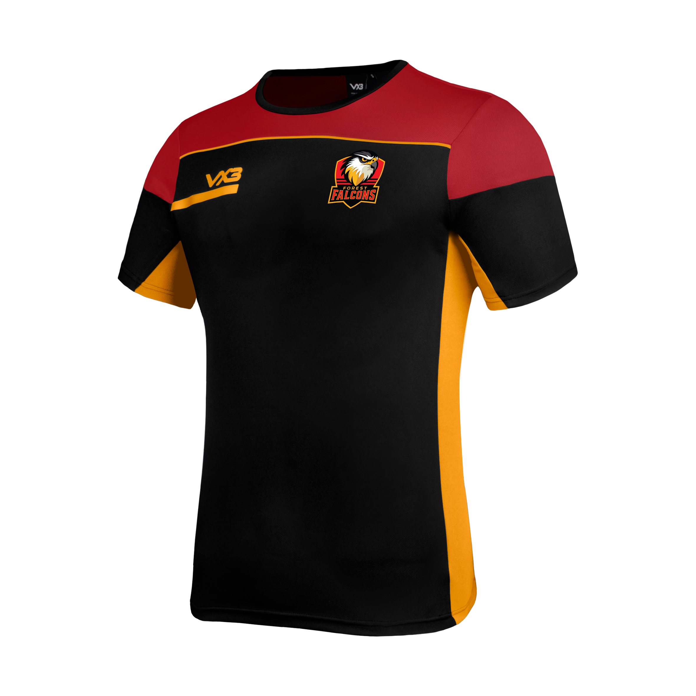 Forest Falcons Rugby Opus Tee - Black Red Amber