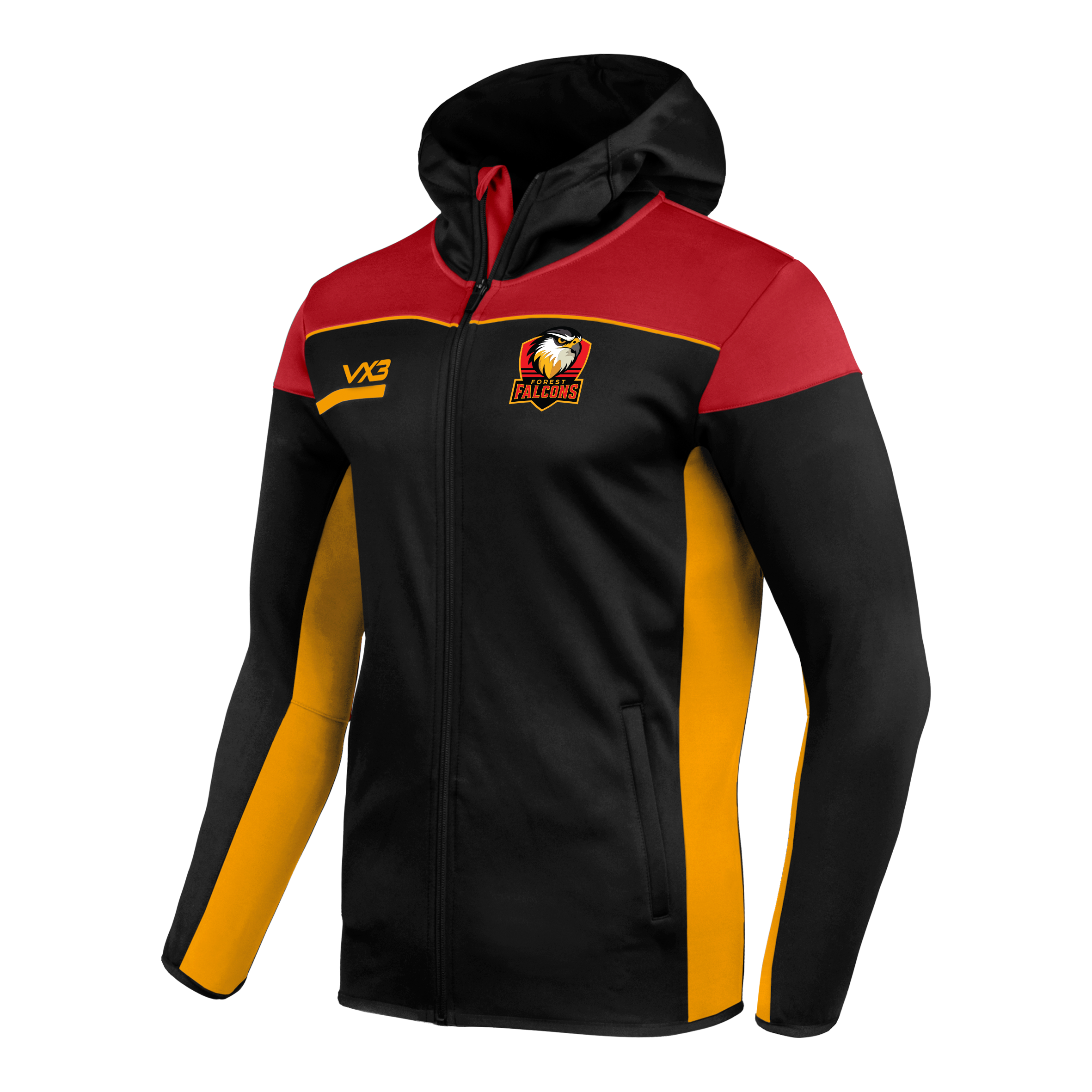 Forest Falcons Rugby Opus Zoodie Youth - Black Red Amber