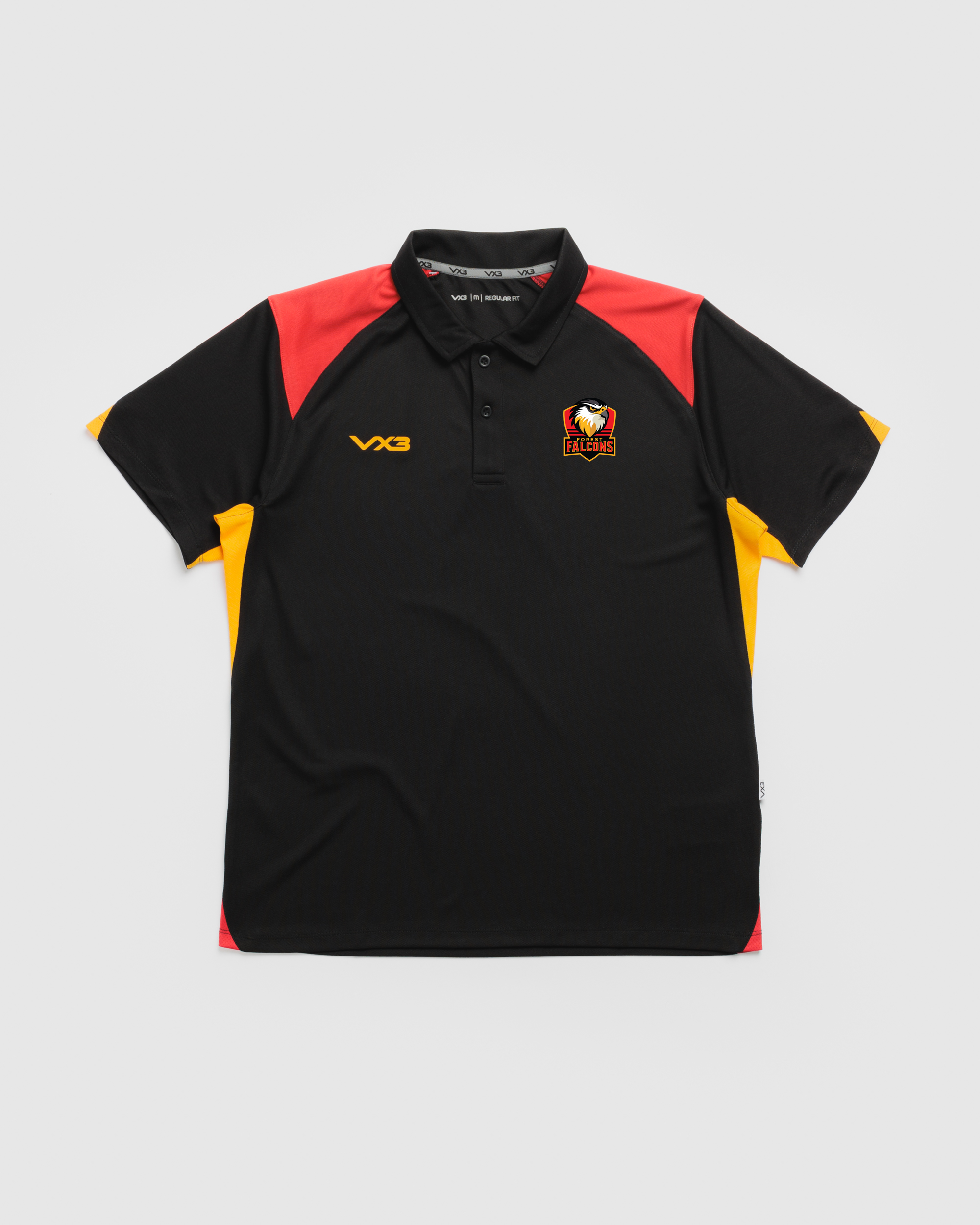 Forest Falcons Rugby Vertex Polo -Black/Red/Amber